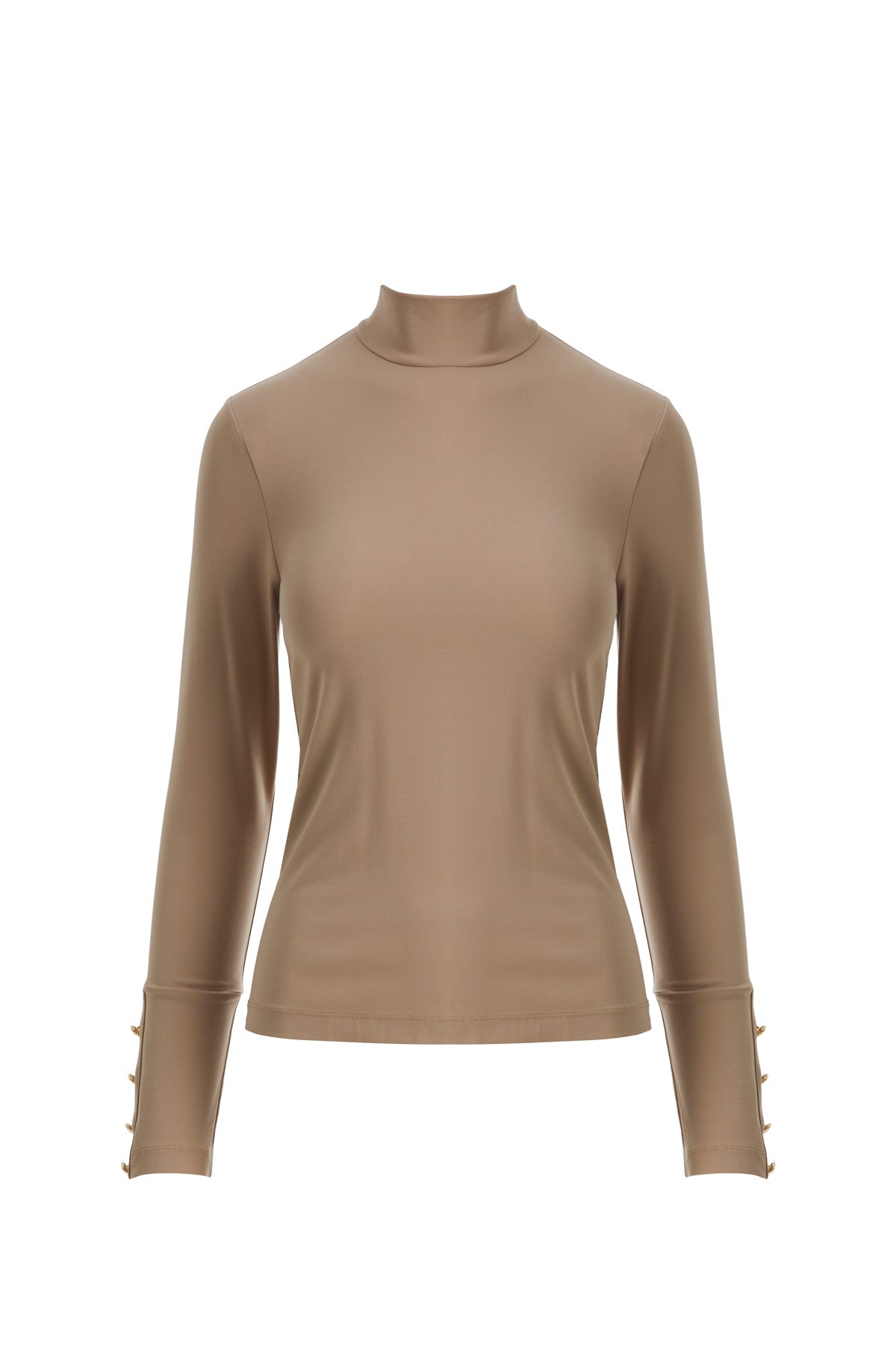 Kol Düğmeli Boğazlı Bej Kazak