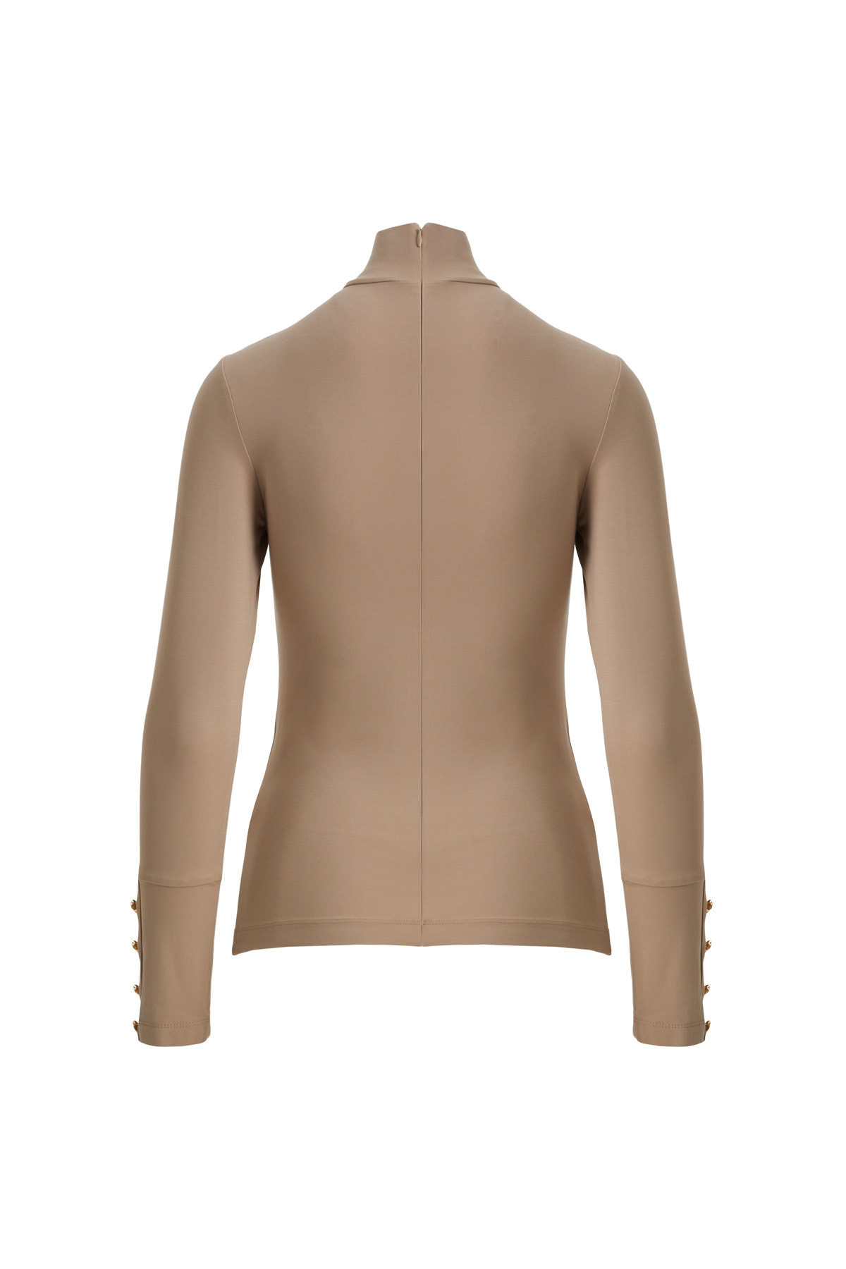 Kol Düğmeli Boğazlı Bej Kazak