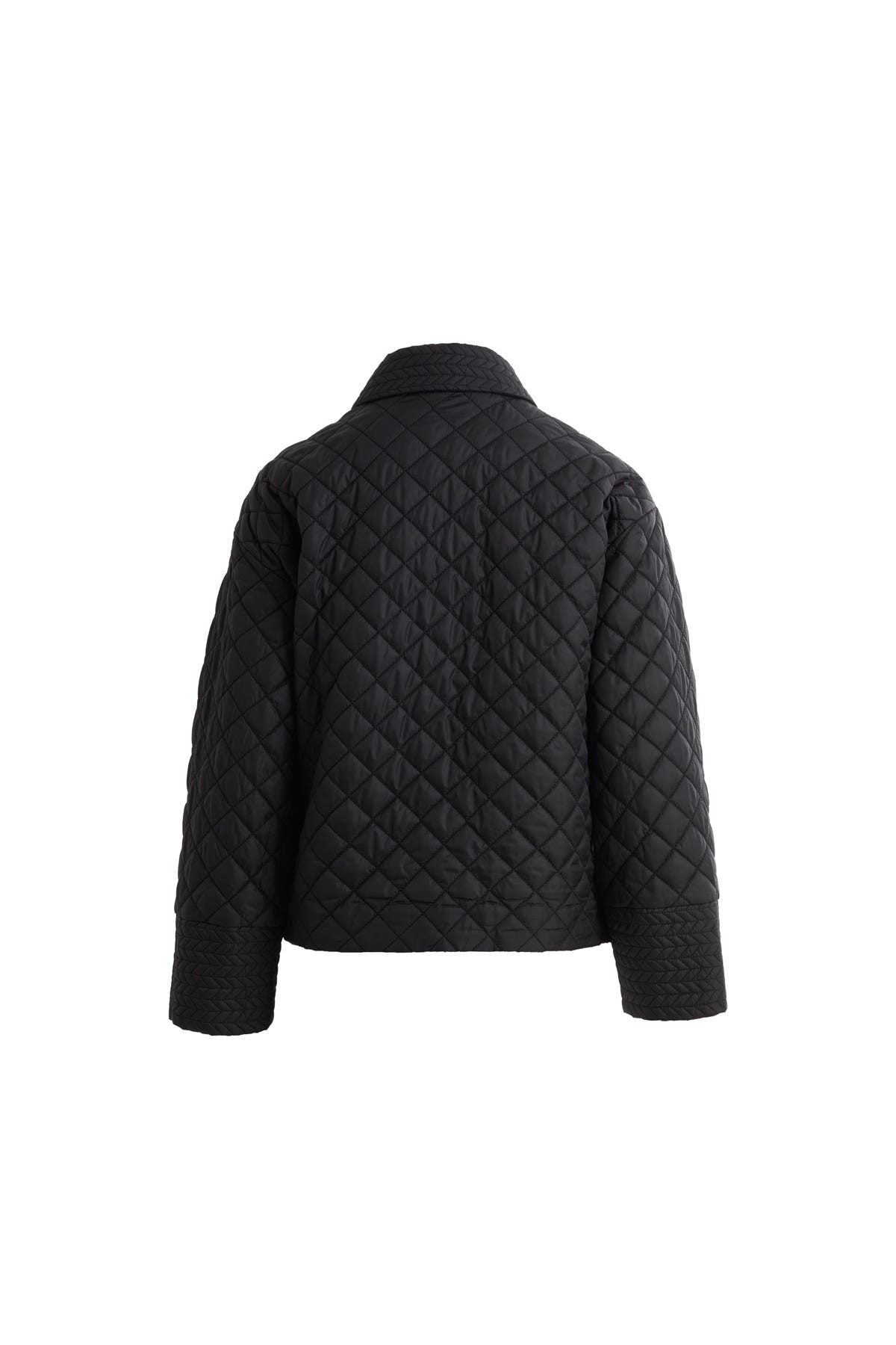 Yakalı Çıtçıtlı Siyah Kapitone Mont