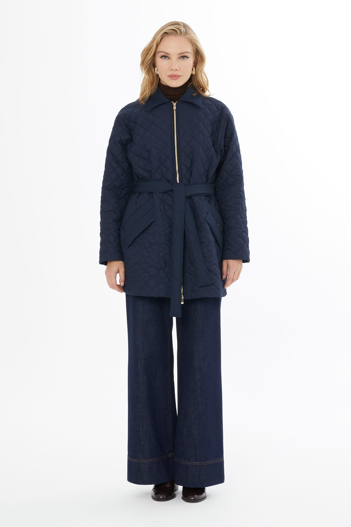 Gömlek Yaka Cepli Fermuar Kapamalı Mont