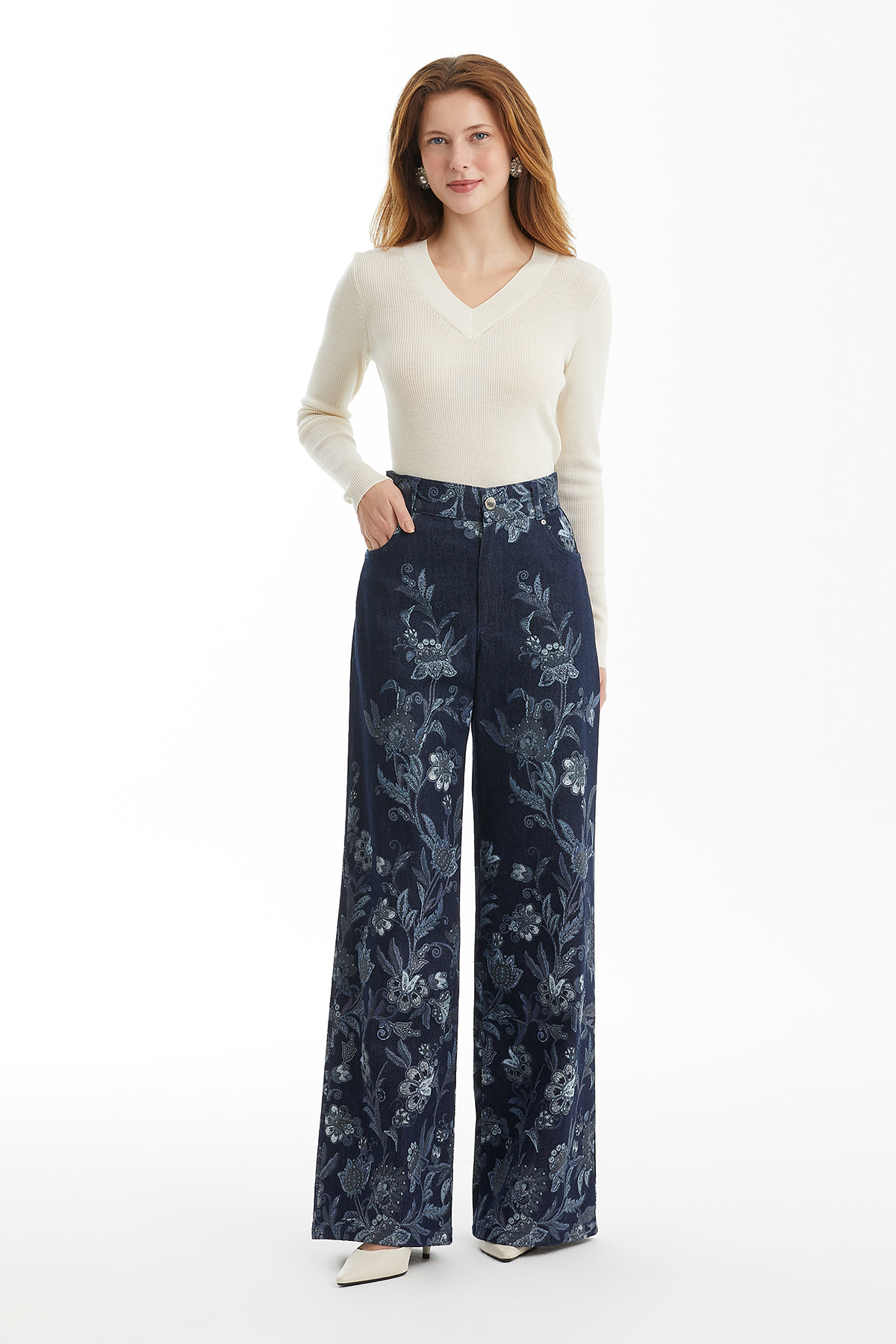 Cepli Desenli Jean Pantolon