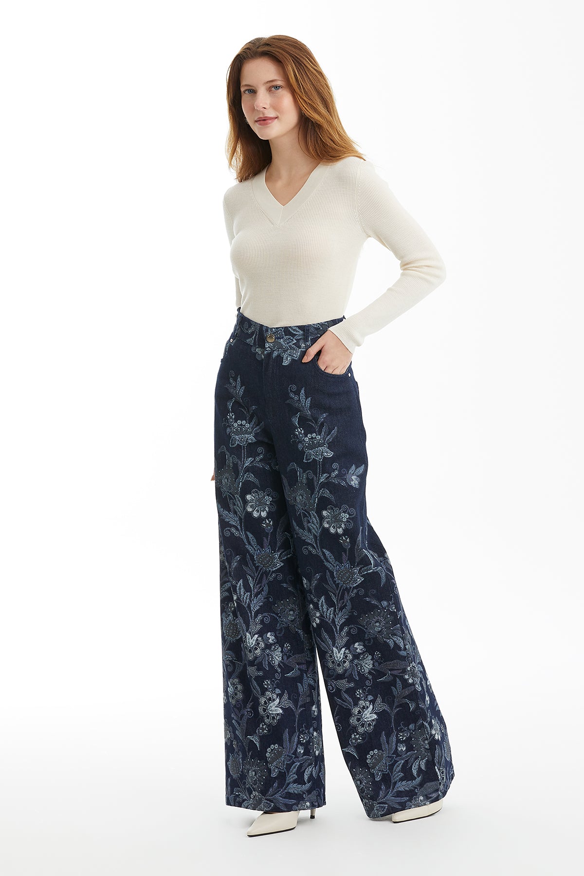 Cepli Desenli Jean Pantolon