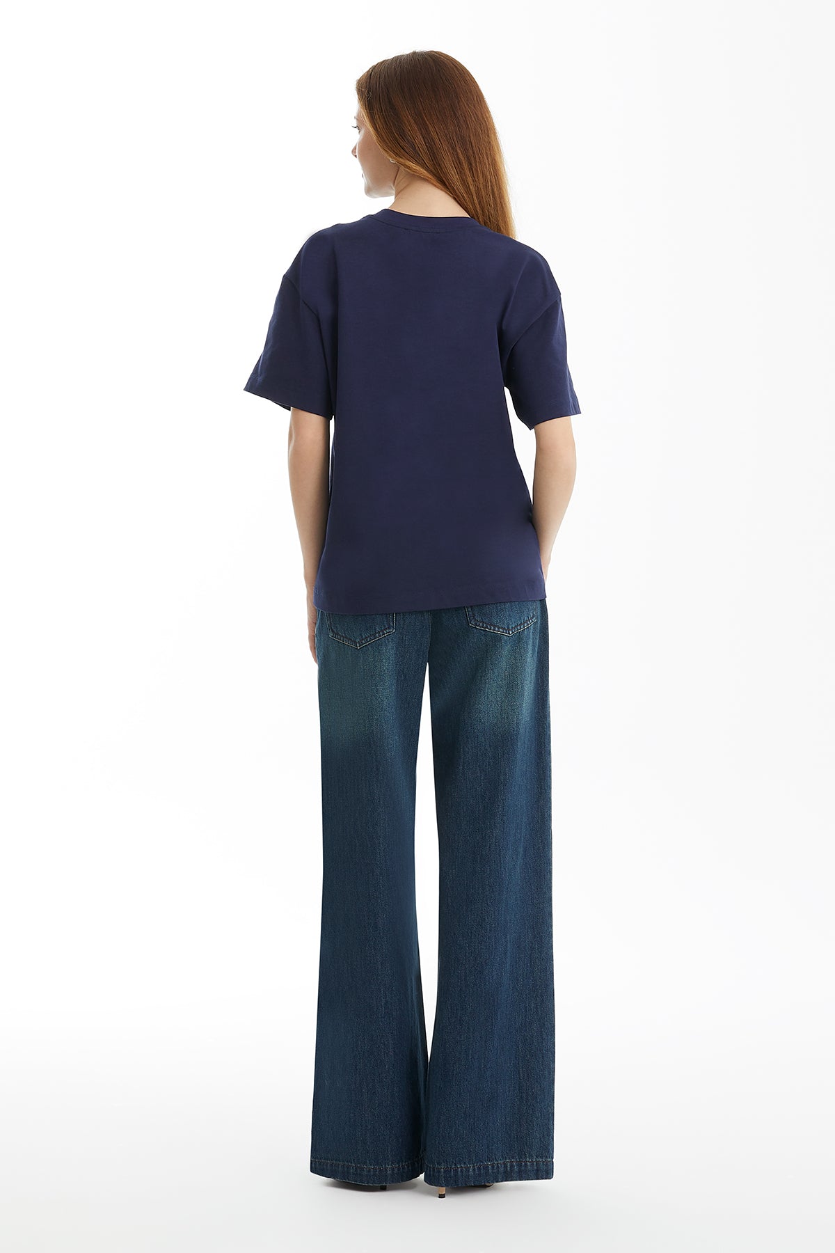 İşleme Detaylı Lacivert T-Shirt