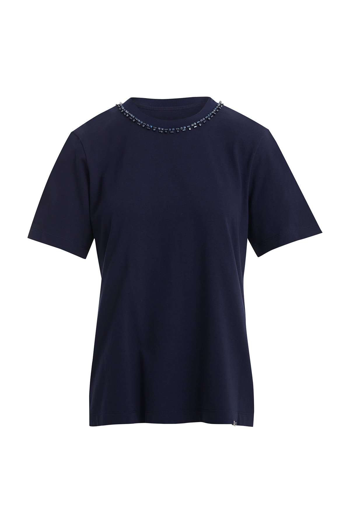 Yakası İşleme Detaylı Lacivert T-Shirt