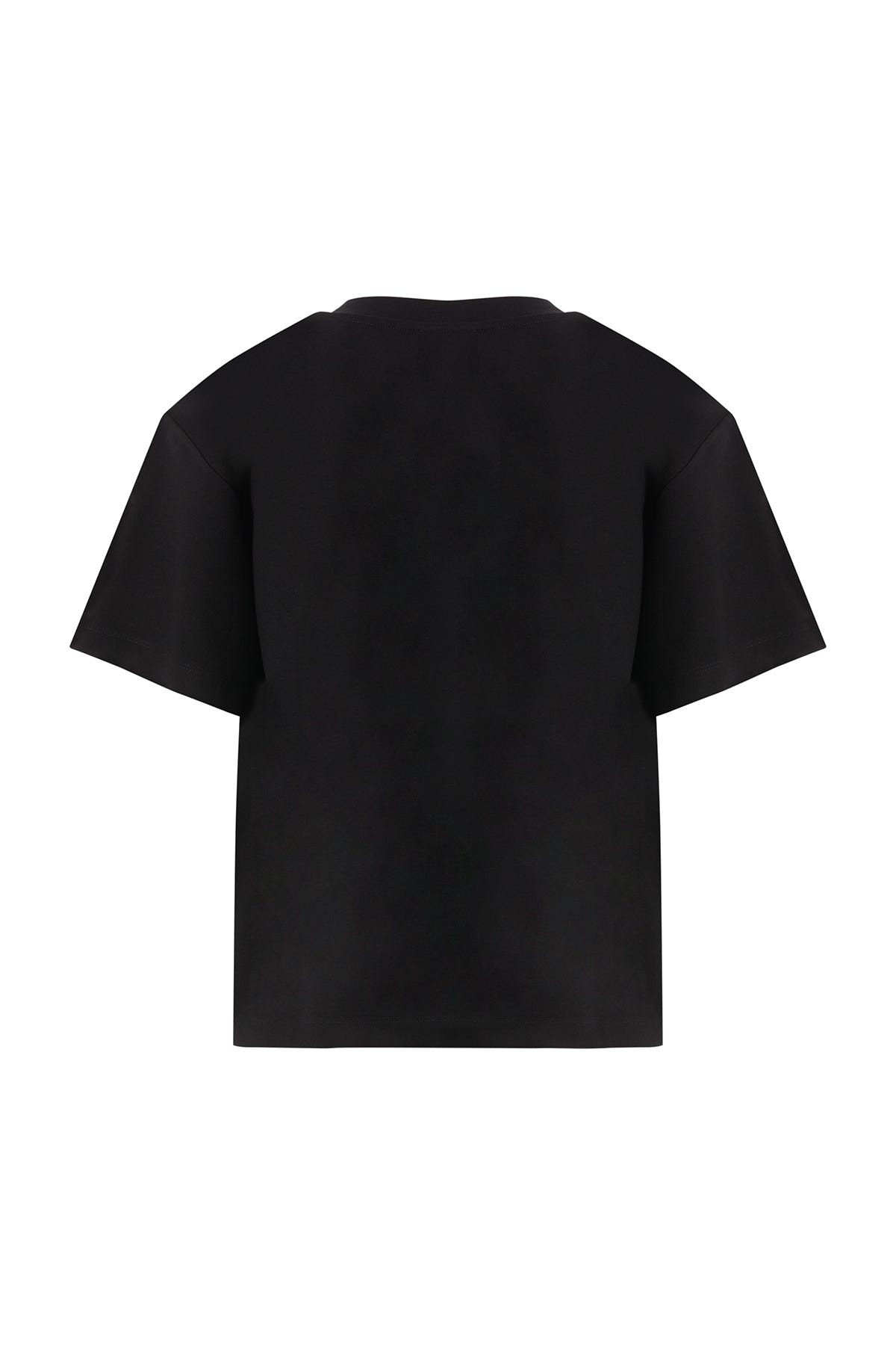 Omuz Aplike Detaylı Siyah T-Shirt