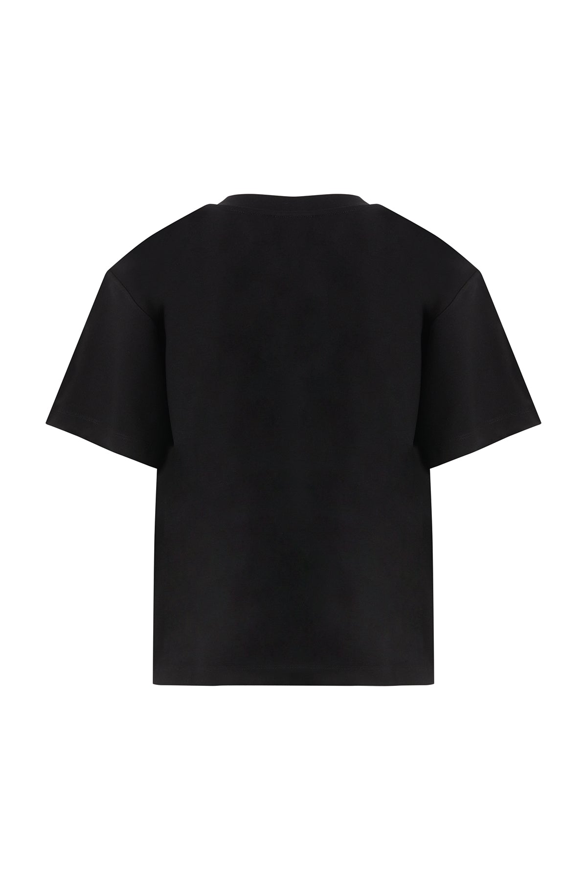 Omuz Aplike Detaylı Siyah T-Shirt