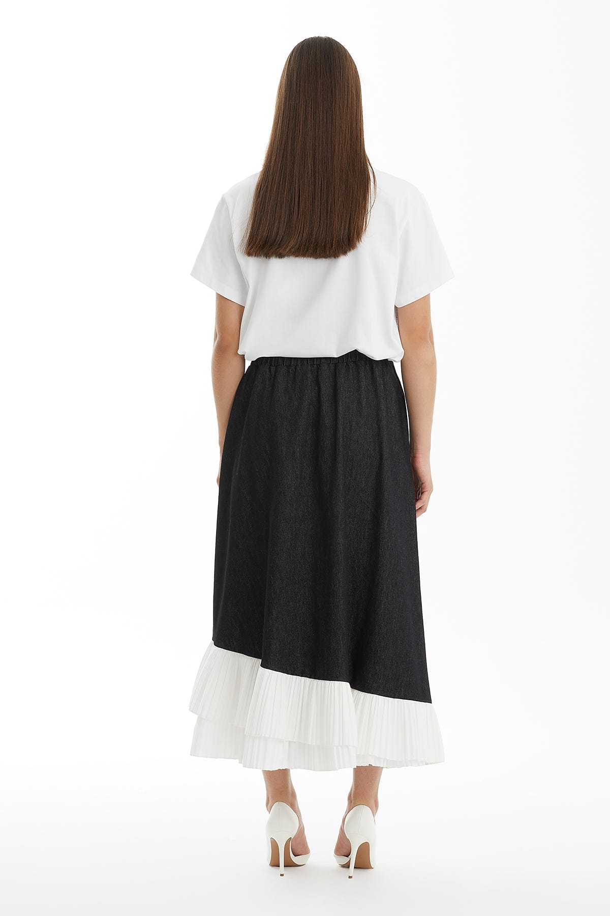Fırfır Detaylı Siyah Maxi Etek