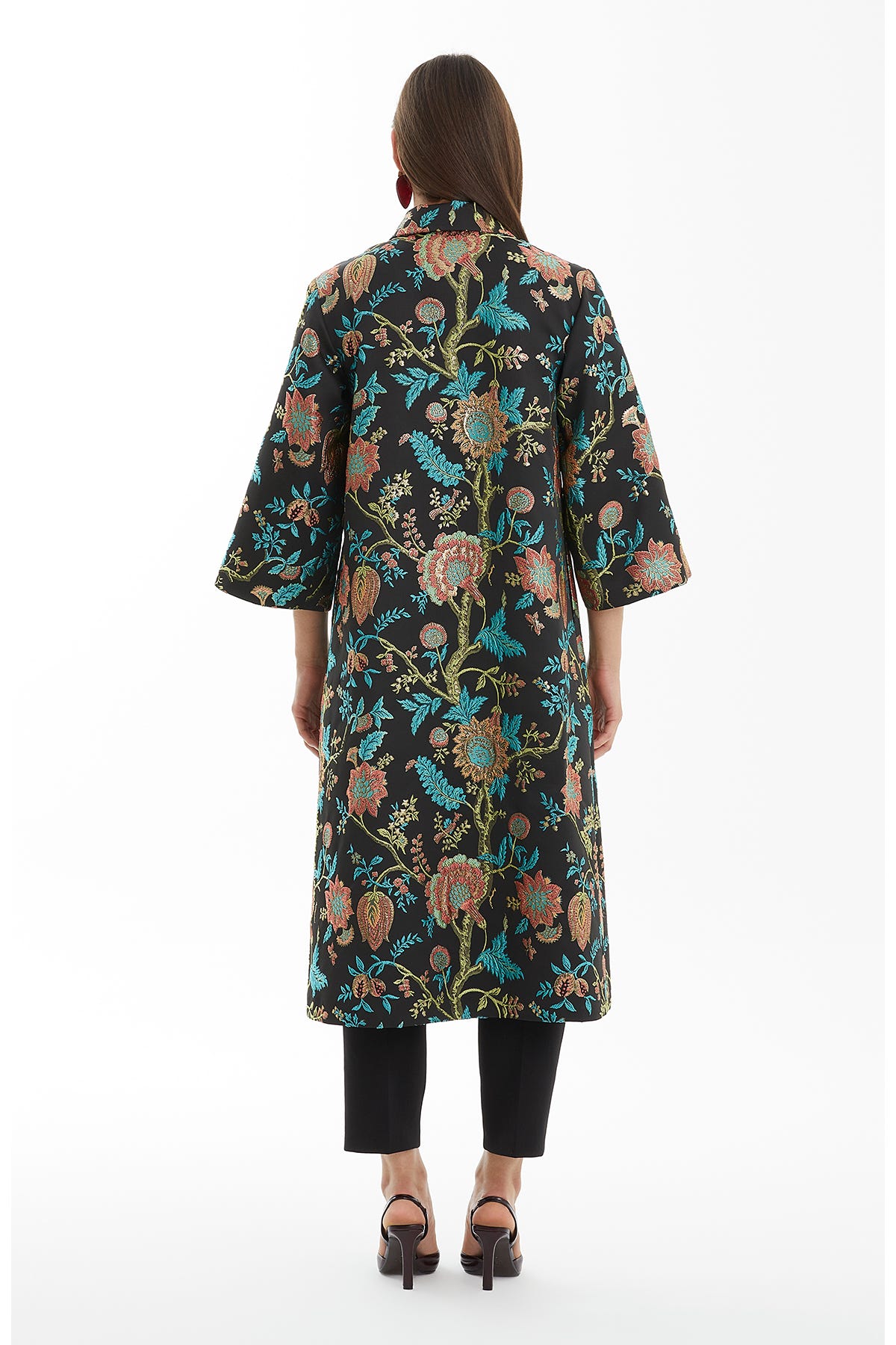 Çıtçıt Kapamalı Midi Siyah Kaftan