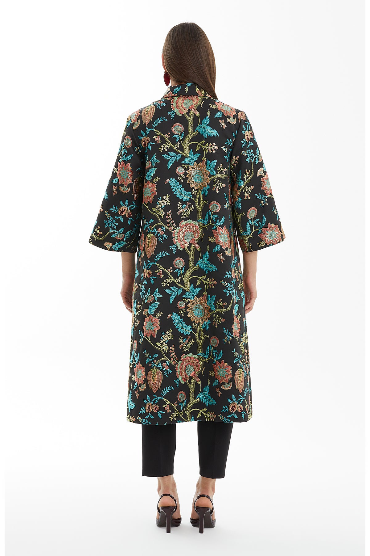 Çıtçıt Kapamalı Midi Siyah Kaftan