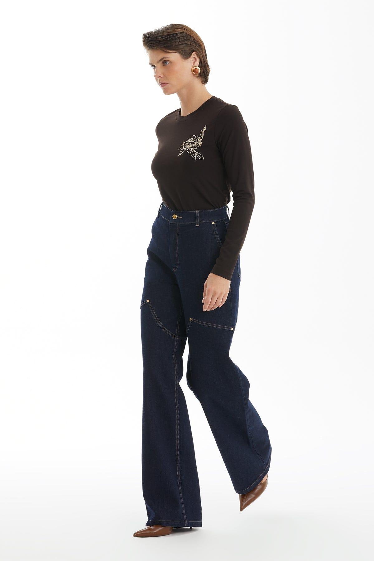 Dikiş Detaylı Lacivert Jean Pantolon