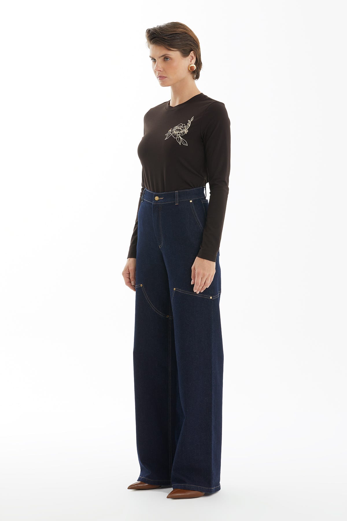 Dikiş Detaylı Lacivert Jean Pantolon