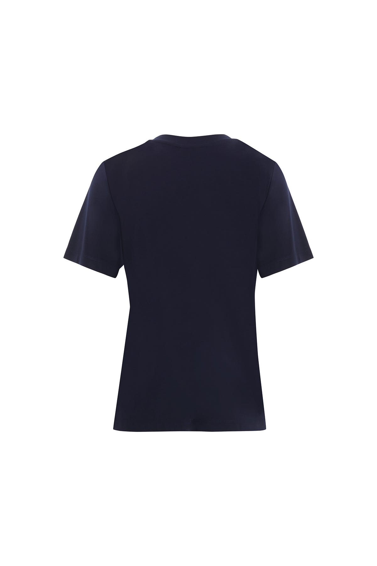 Dikiş Ve Pul Detaylı Lacivert T-Shirt