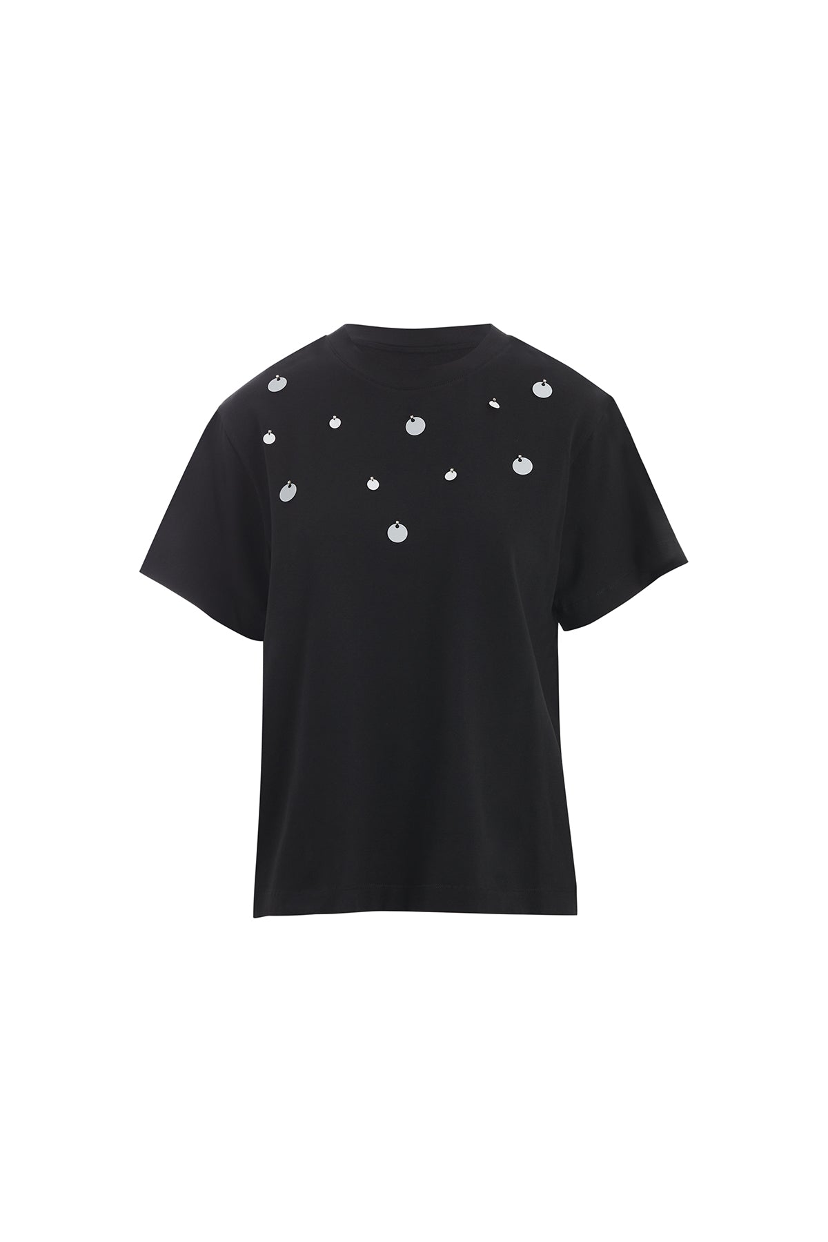 Kırmızı Payet Detaylı Siyah T-Shirt