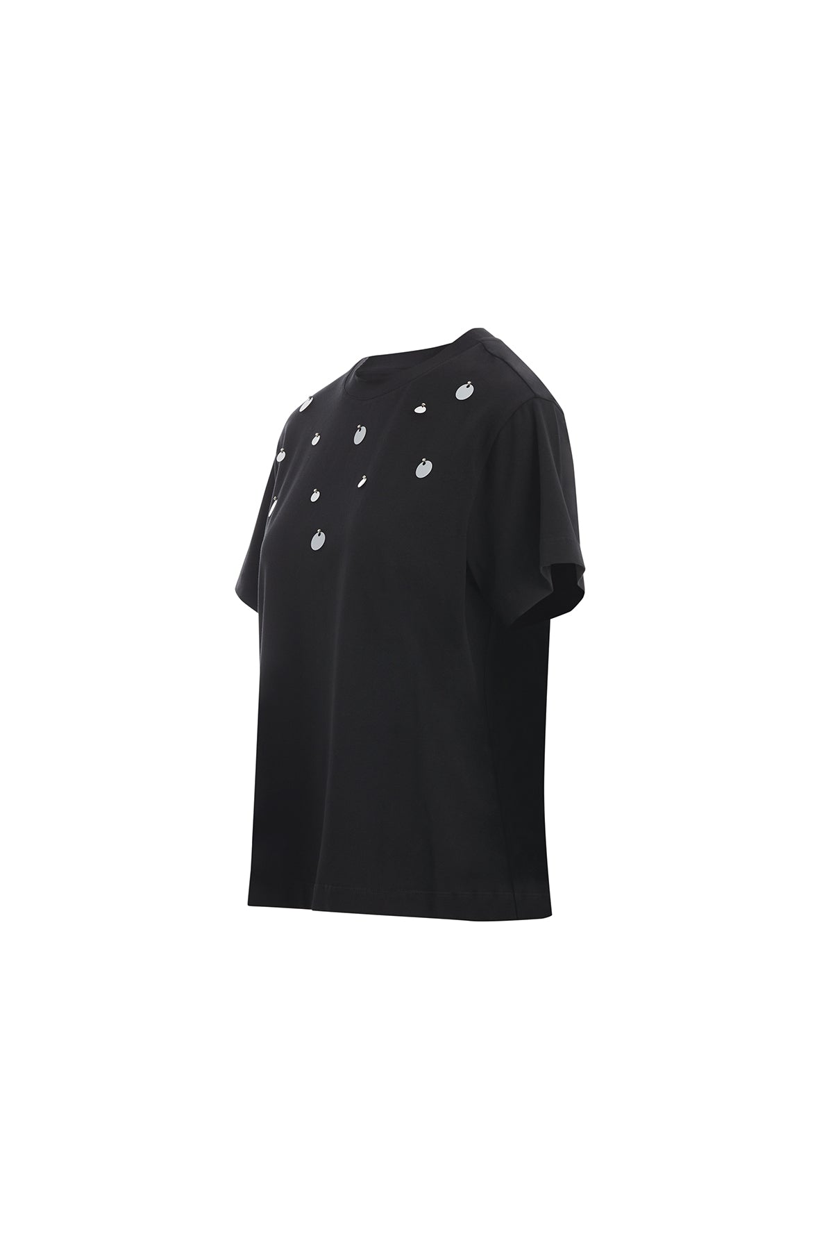 Kırmızı Payet Detaylı Siyah T-Shirt