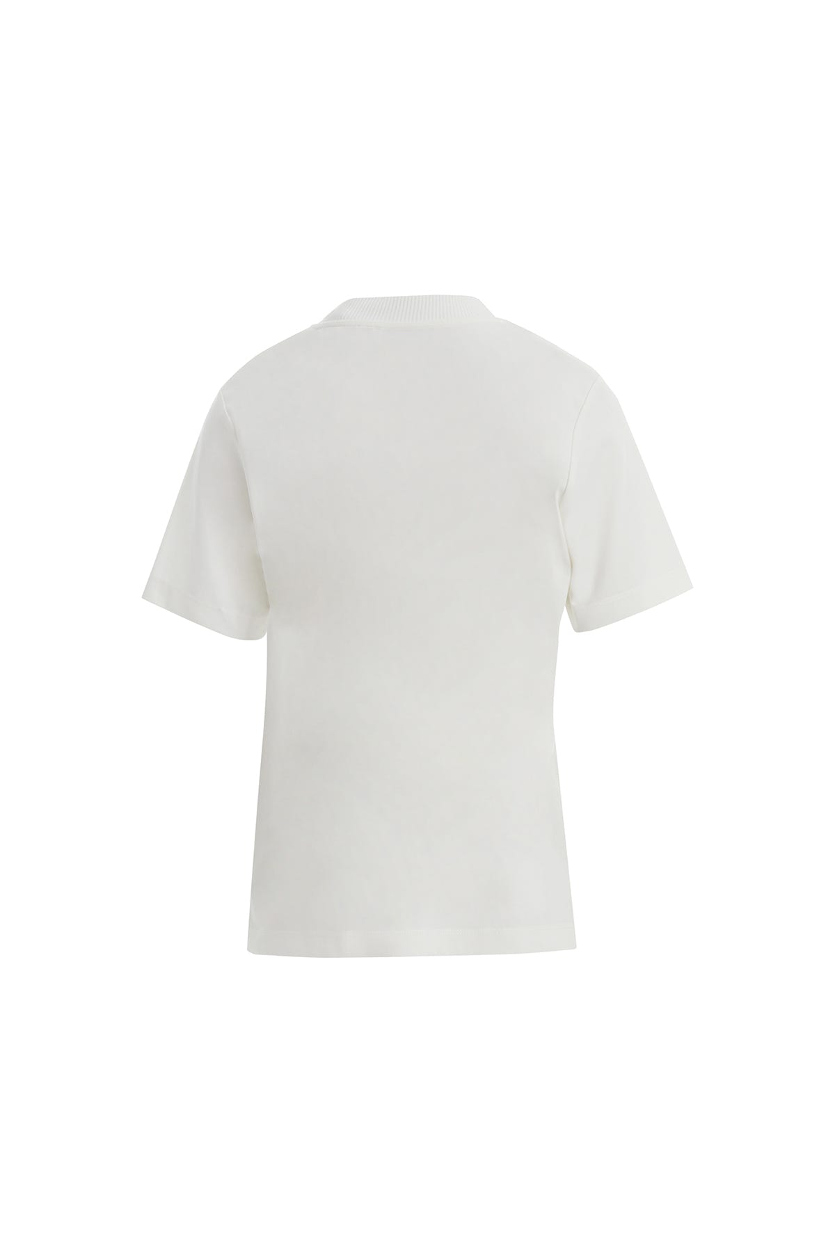 Triko Yaka Nal Detaylı Ekru T-Shirt