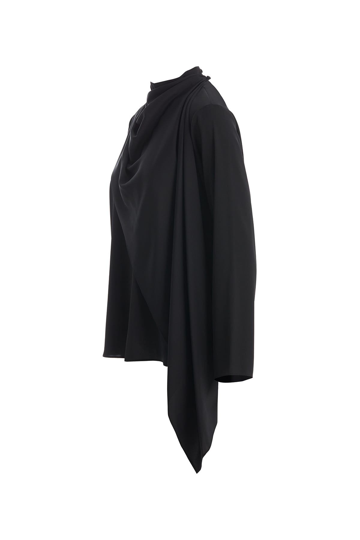 Şal Detaylı Siyah Bluz