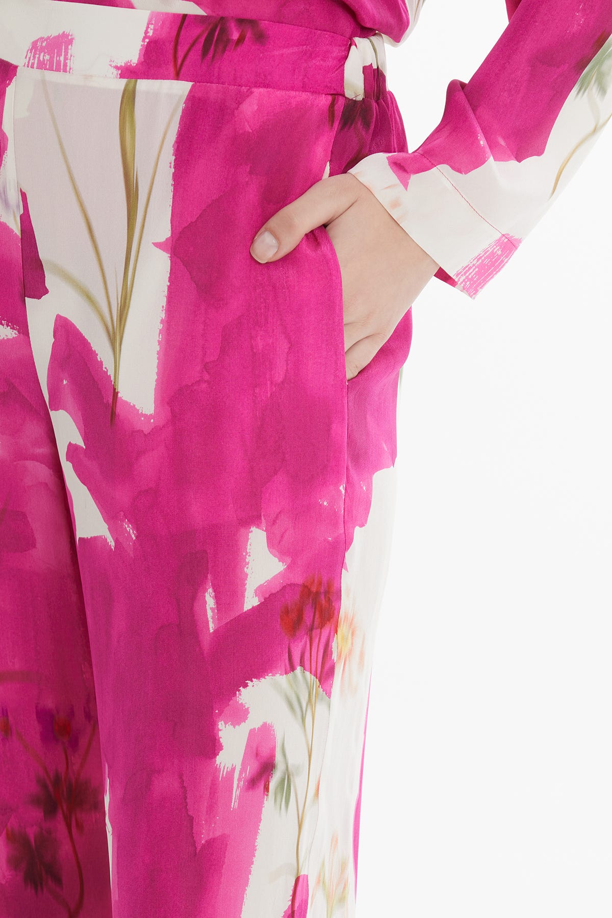 Bel Kısmı Lastikli Desenli Pantolon