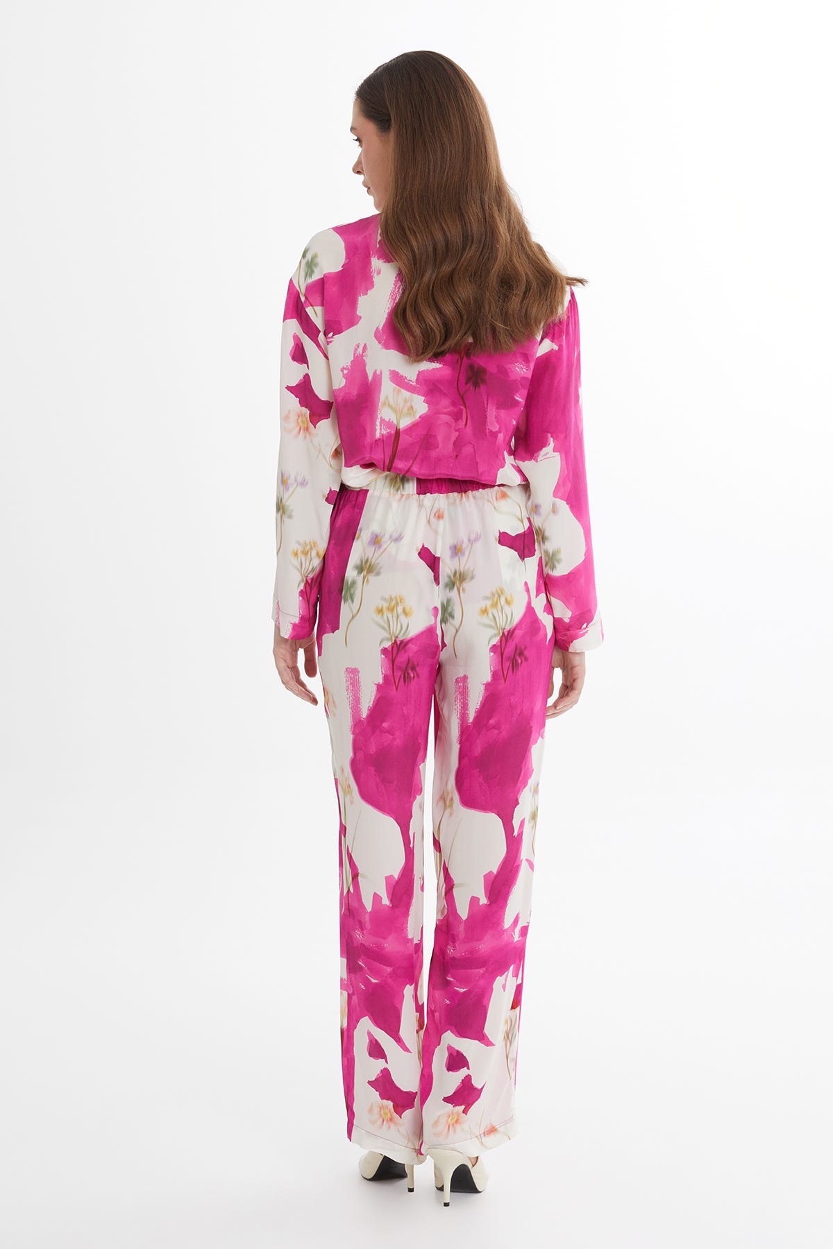 Bel Kısmı Lastikli Desenli Pantolon