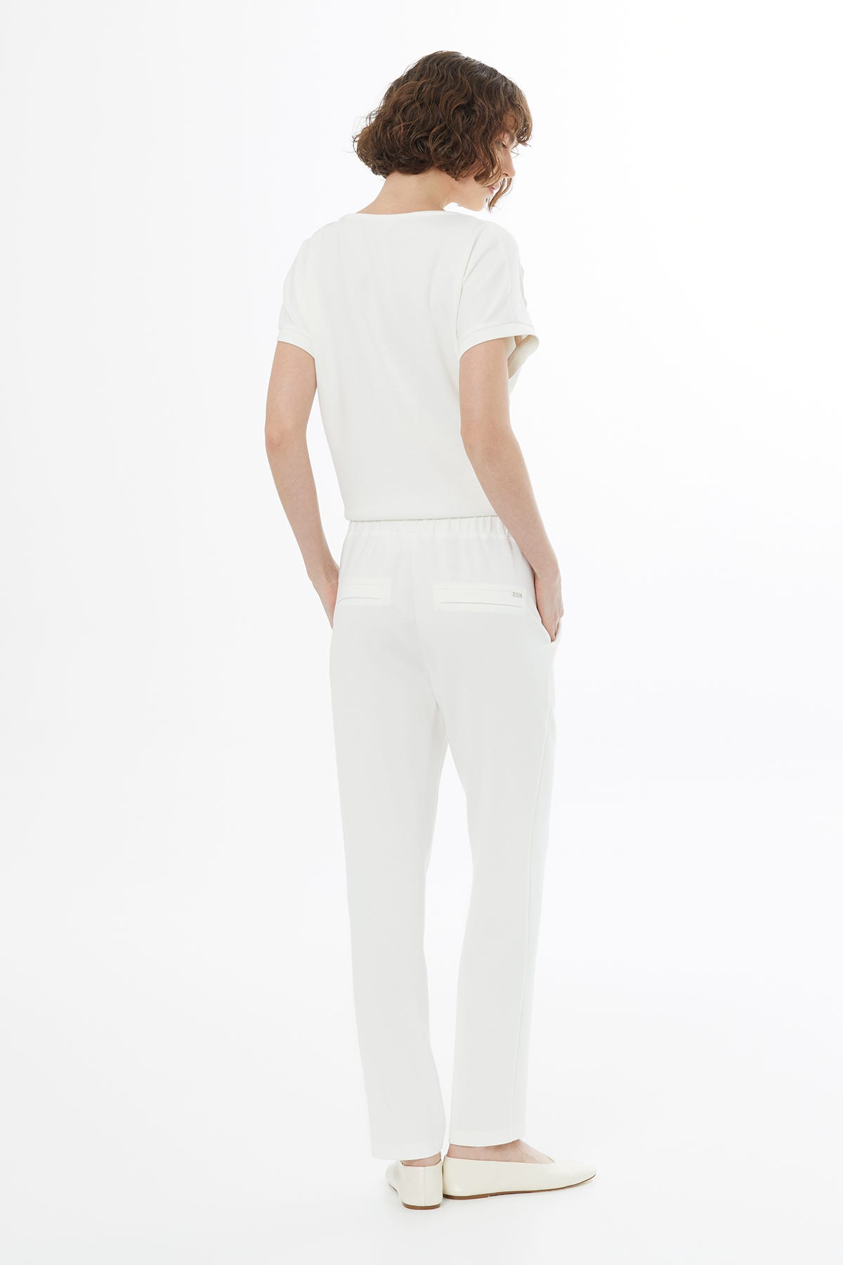 Bağlamalı Boru Paça Ekru Eşofman Altı