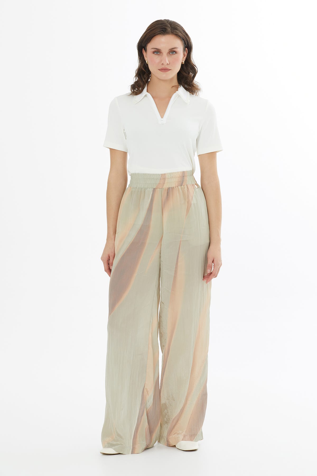 Beli Lastikli Desenli Pantolon