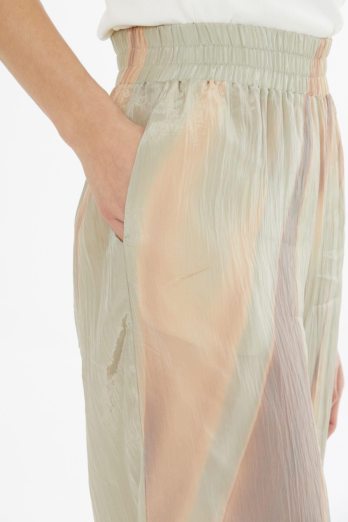 Beli Lastikli Desenli Pantolon