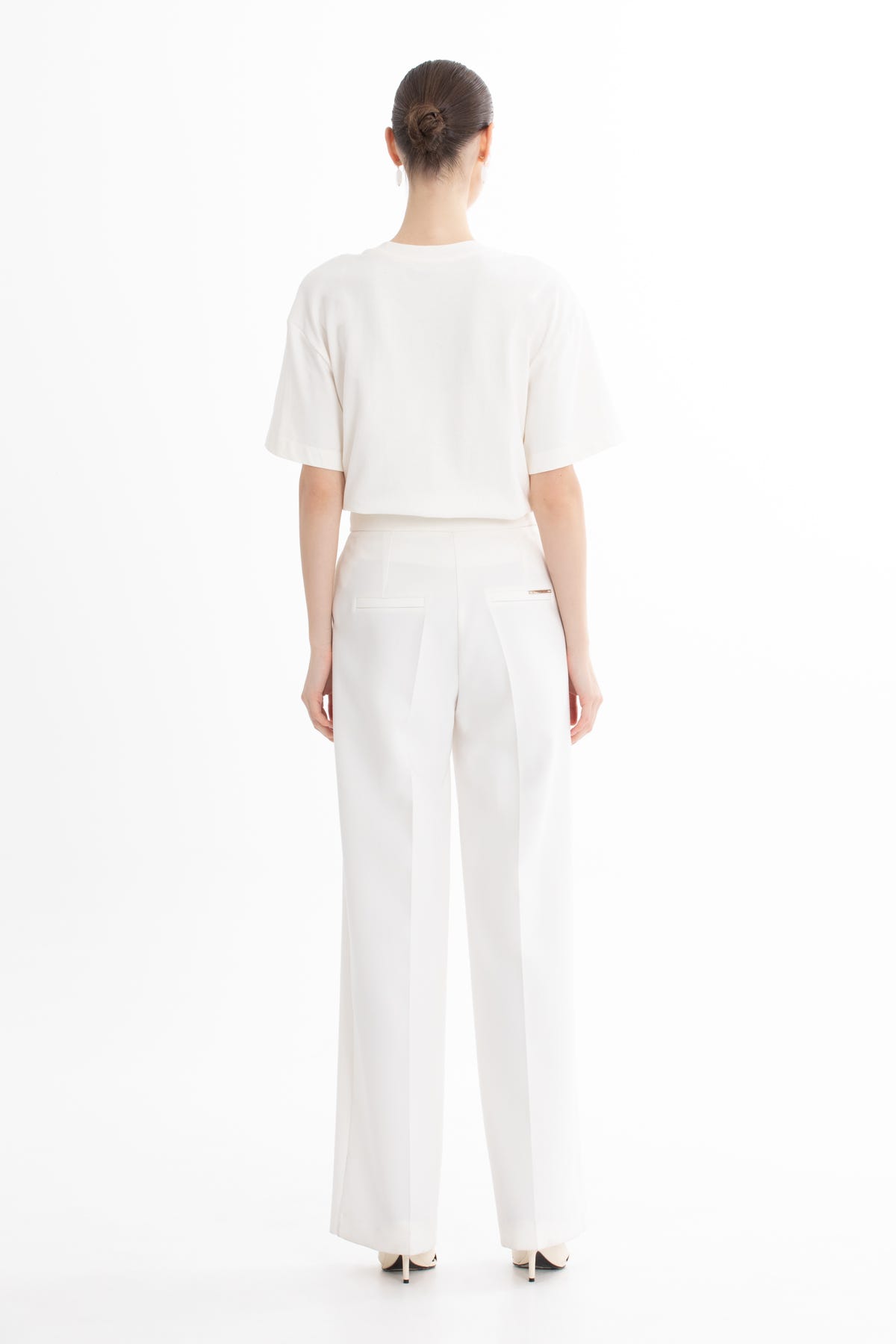 Pensli Düz Kesim Ekru Pantolon