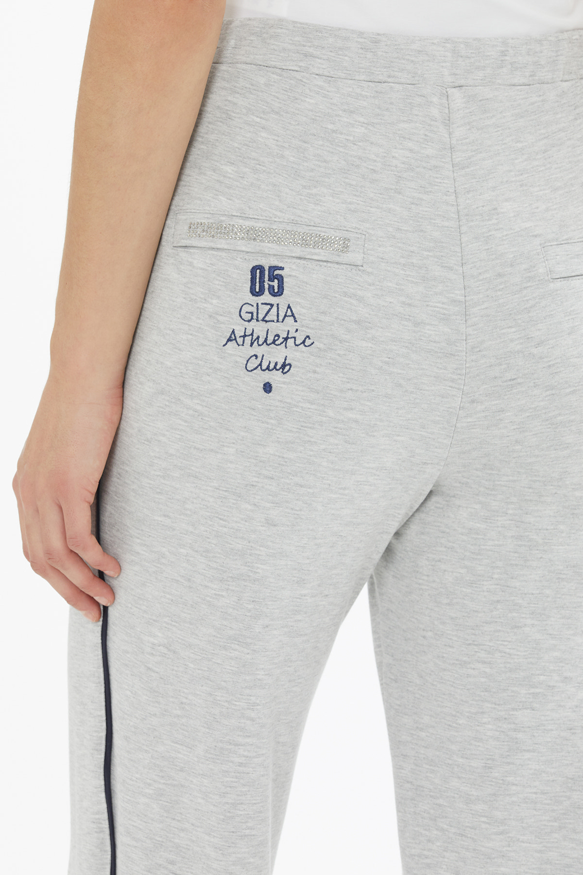 Nakış Ve Taş Baskılı Gri Eşofman Altı