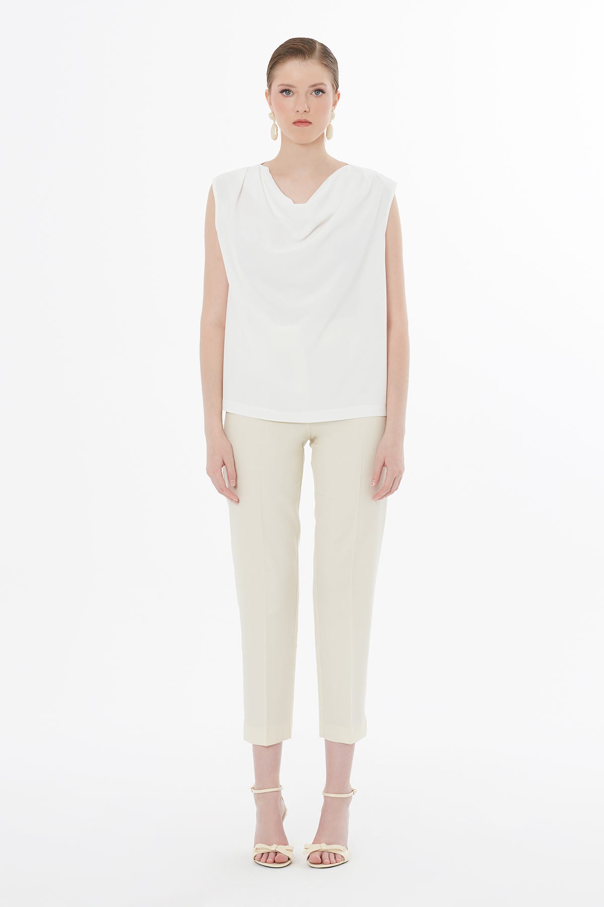 Degaje Yaka Ekru Bluz