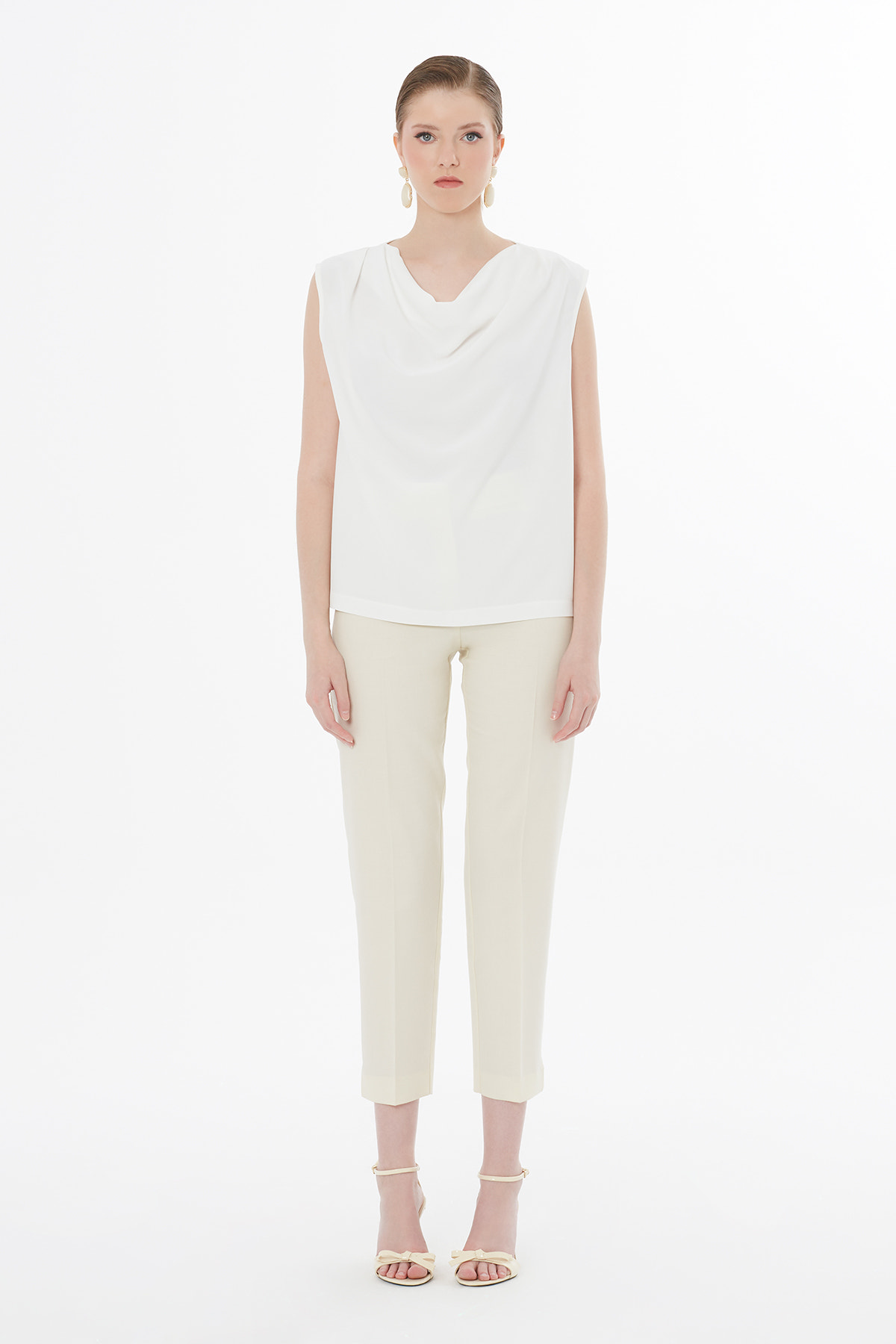 Degaje Yaka Ekru Bluz