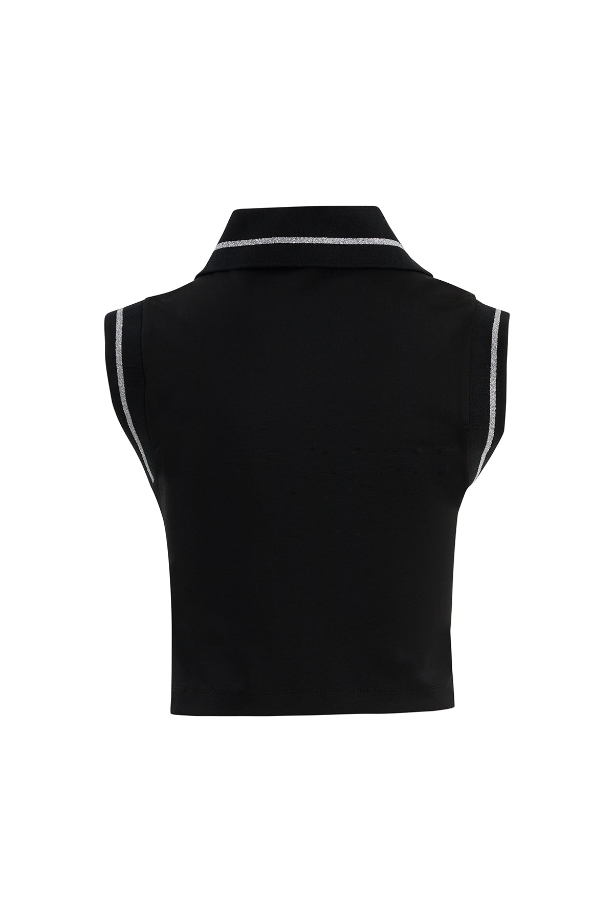 Triko Detaylı Fermuarlı Siyah T-Shirt