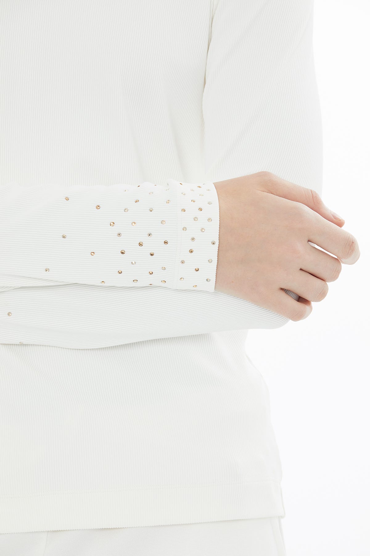 Yapıştırma Taş Detaylı Ekru Bluz