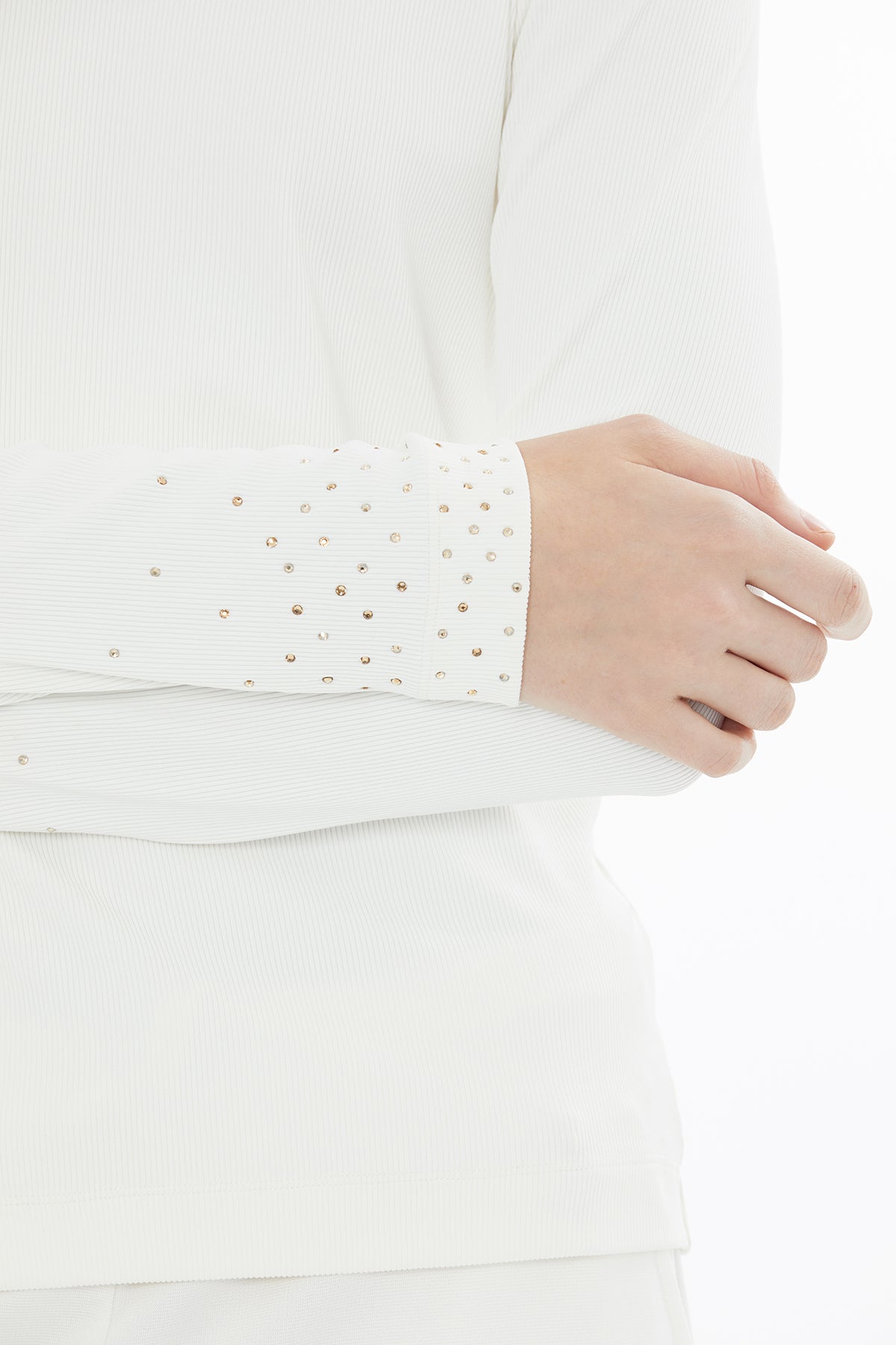 Yapıştırma Taş Detaylı Ekru Bluz