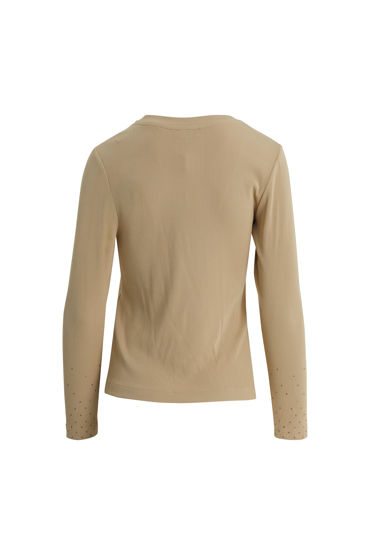 Yapıştırma Taş Detaylı Bej Bluz