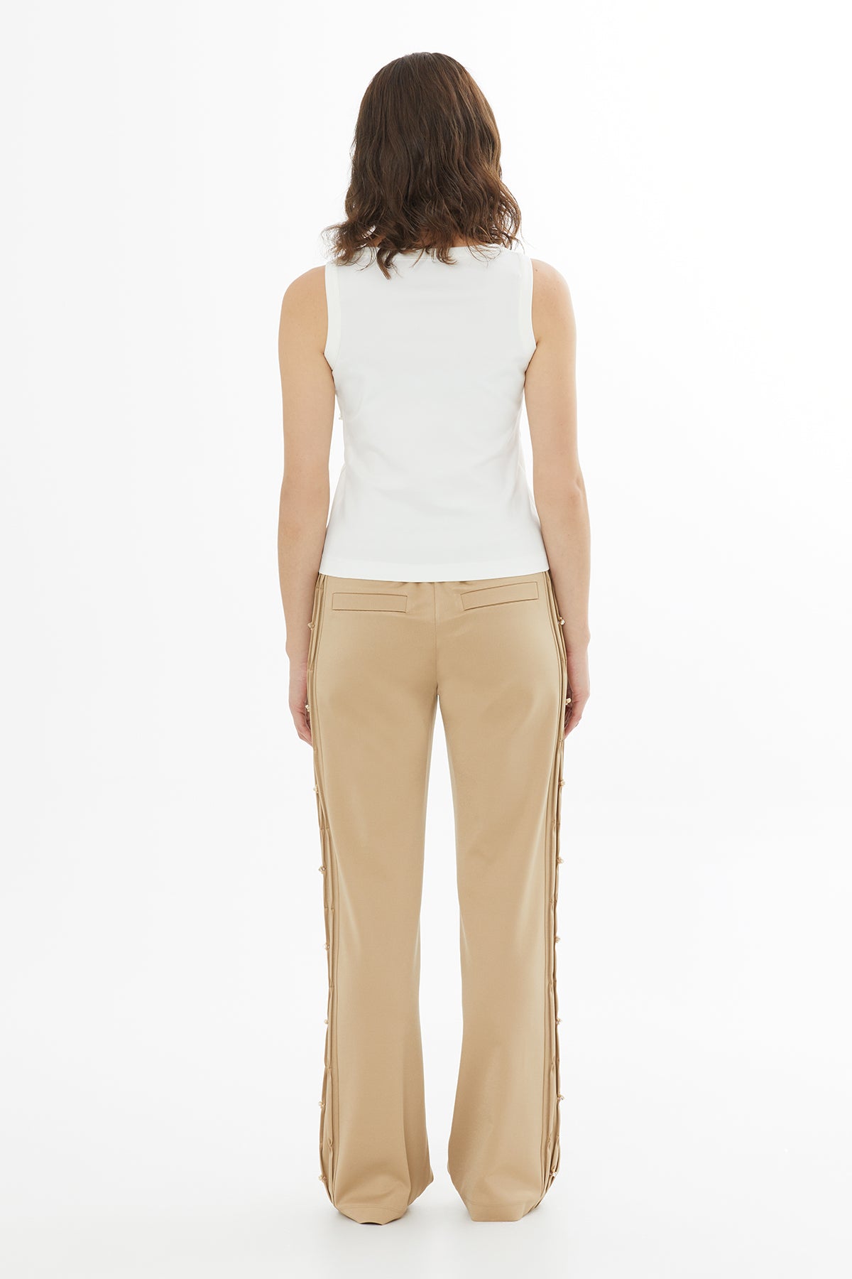 İşleme Detaylı Ekru Atlet