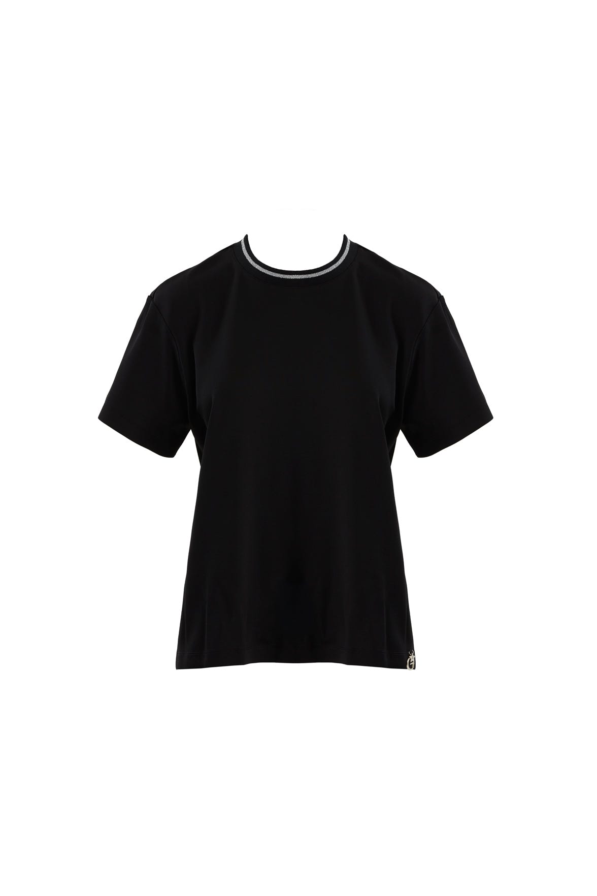 Tül Detaylı Siyah T-Shirt