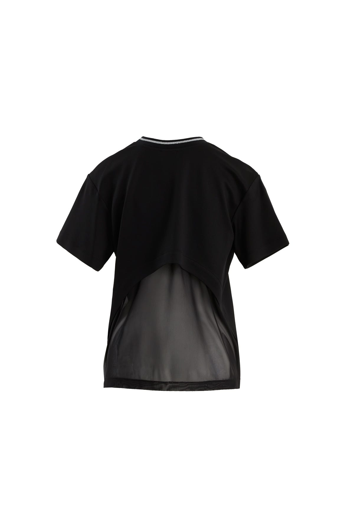 Tül Detaylı Siyah T-Shirt