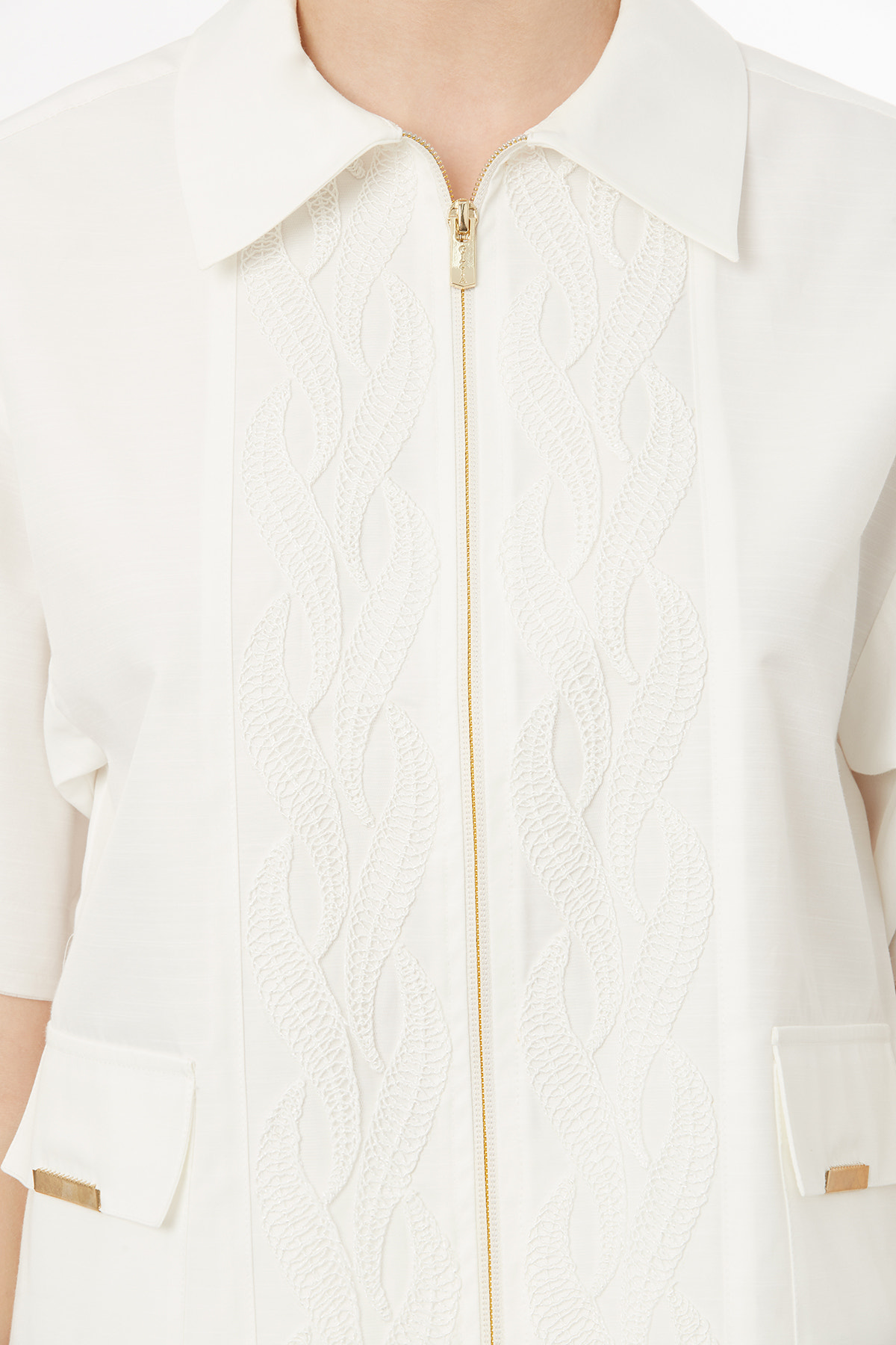 Cepli Kısa Kollu Ekru Gömlek