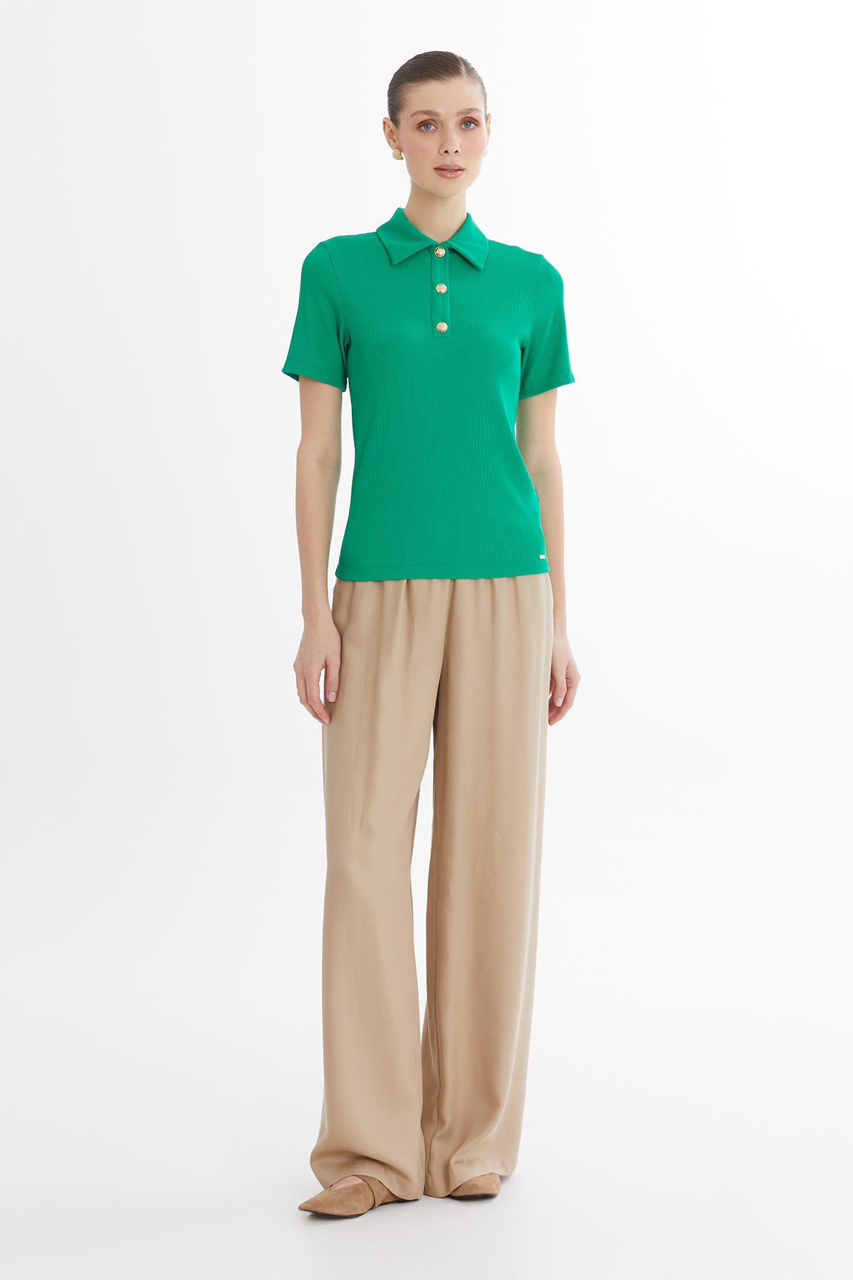 Çıtçıt Kapamalı Yeşil Bluz