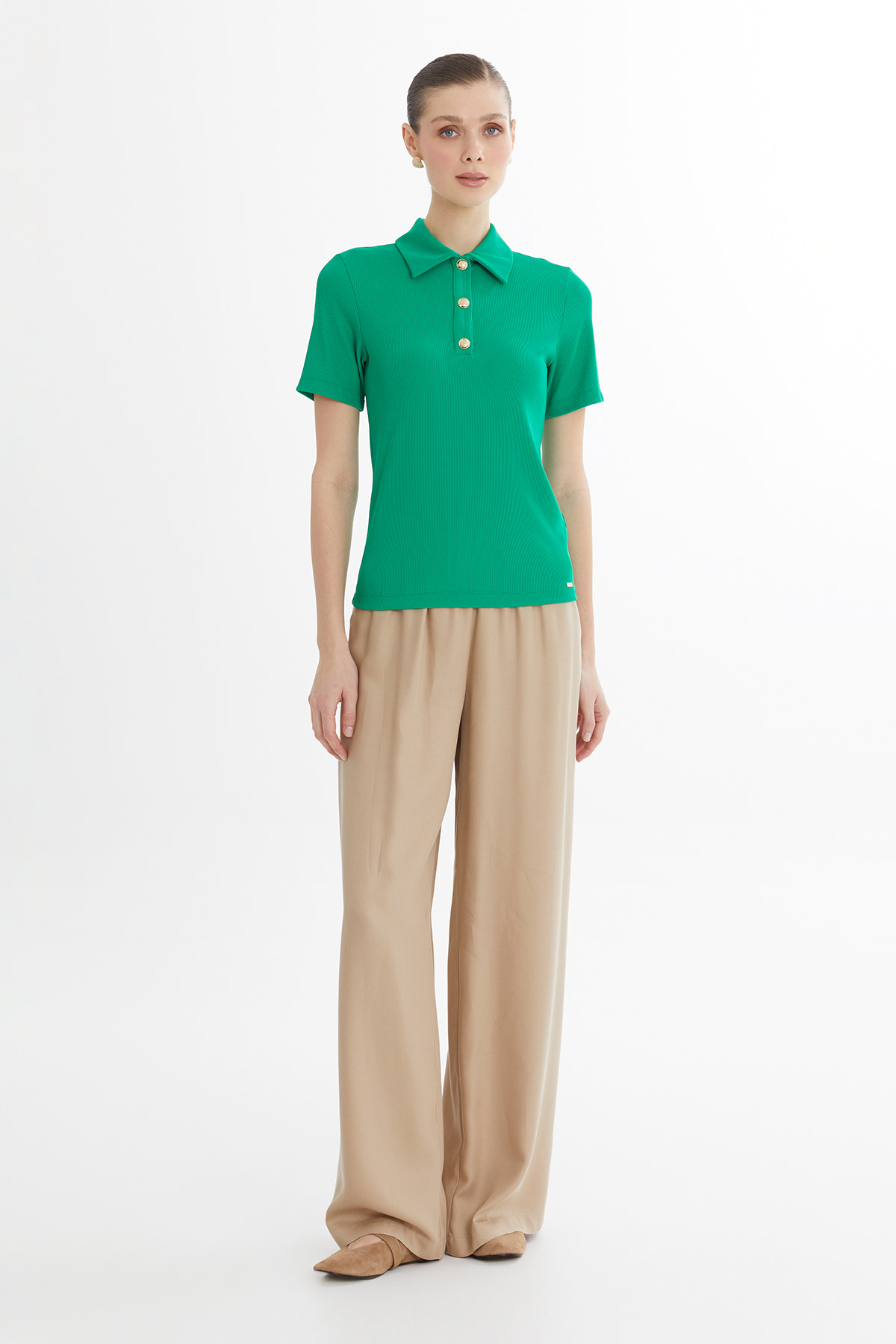 Çıtçıt Kapamalı Yeşil Bluz