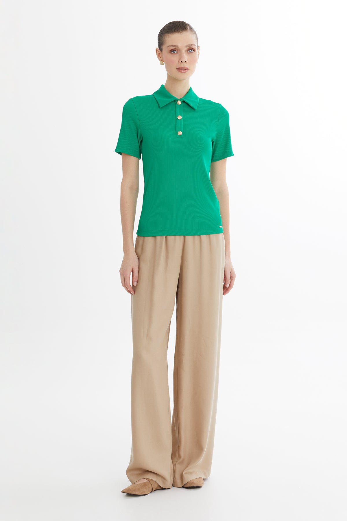 Çıtçıt Kapamalı Yeşil Bluz