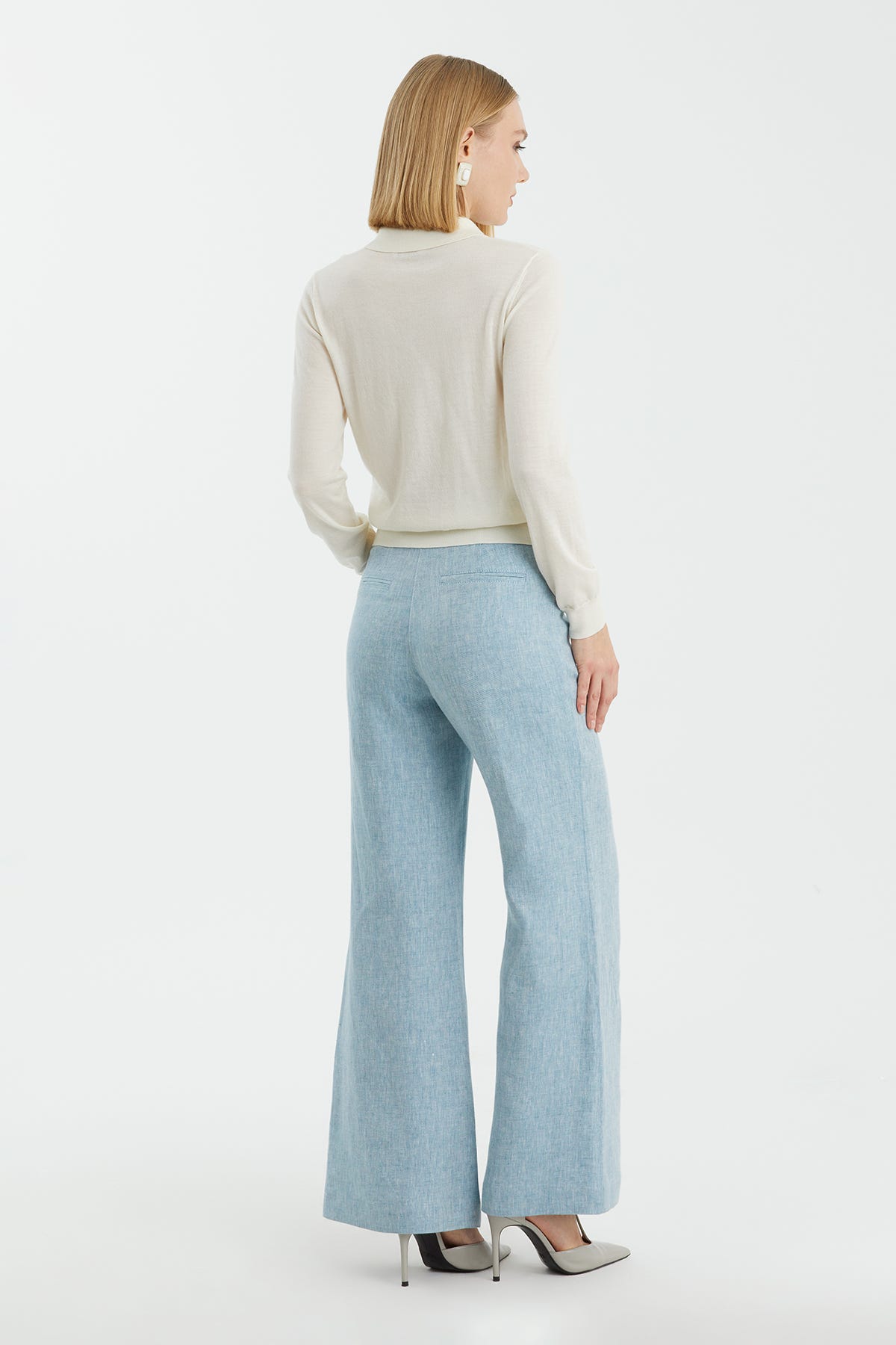 Polo Yaka Kaşmir Beyaz Triko