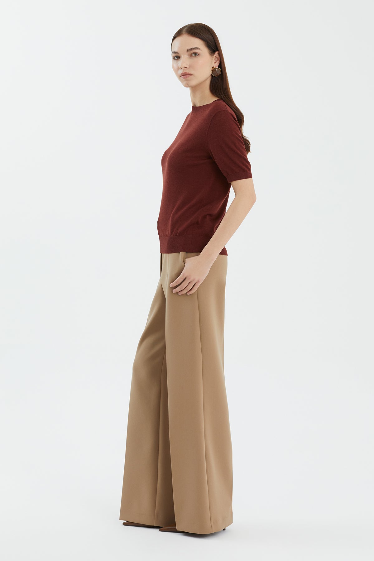 Yün ve İpek Karışımlı Bej Triko