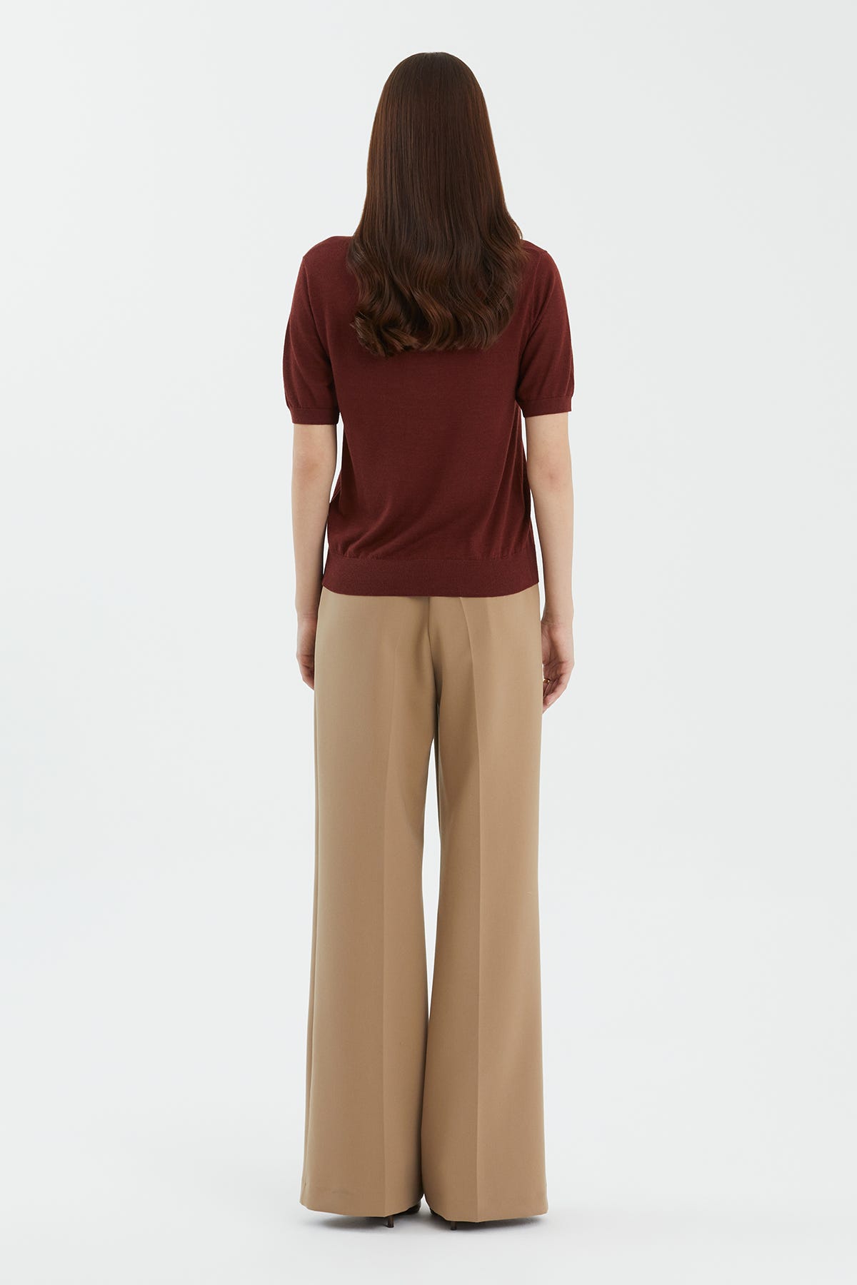 Yün ve İpek Karışımlı Kahverengi Triko