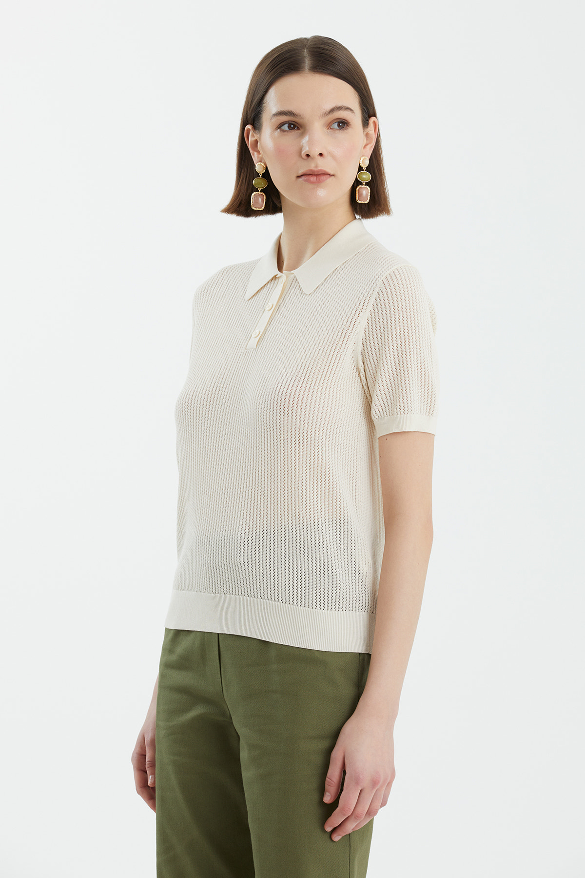 İpek Karışımlı Ekru Triko