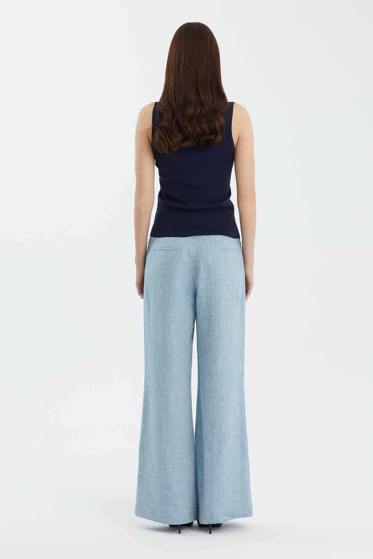 İpek Karışımlı Askılı Lacivert Triko