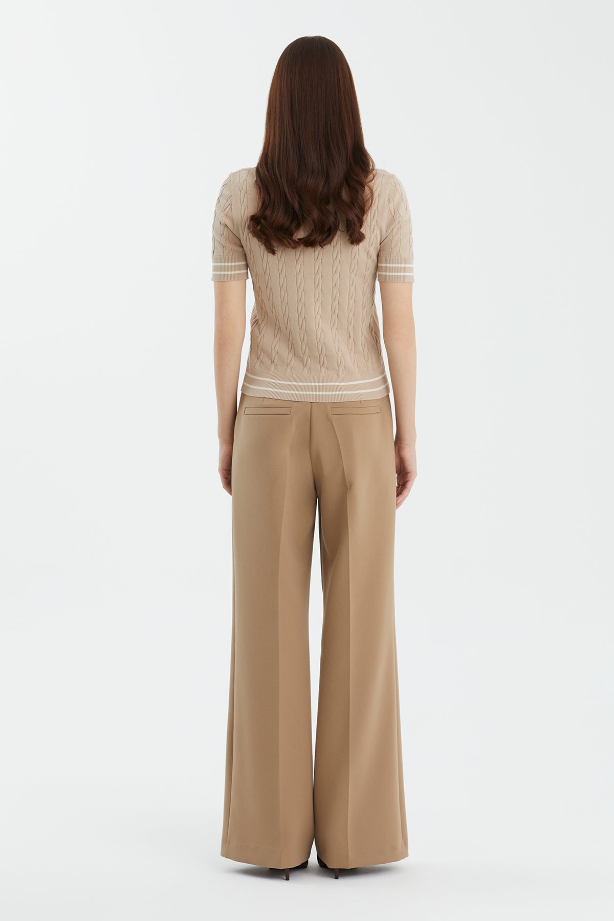 İpek Karışımlı Desenli Bej Triko