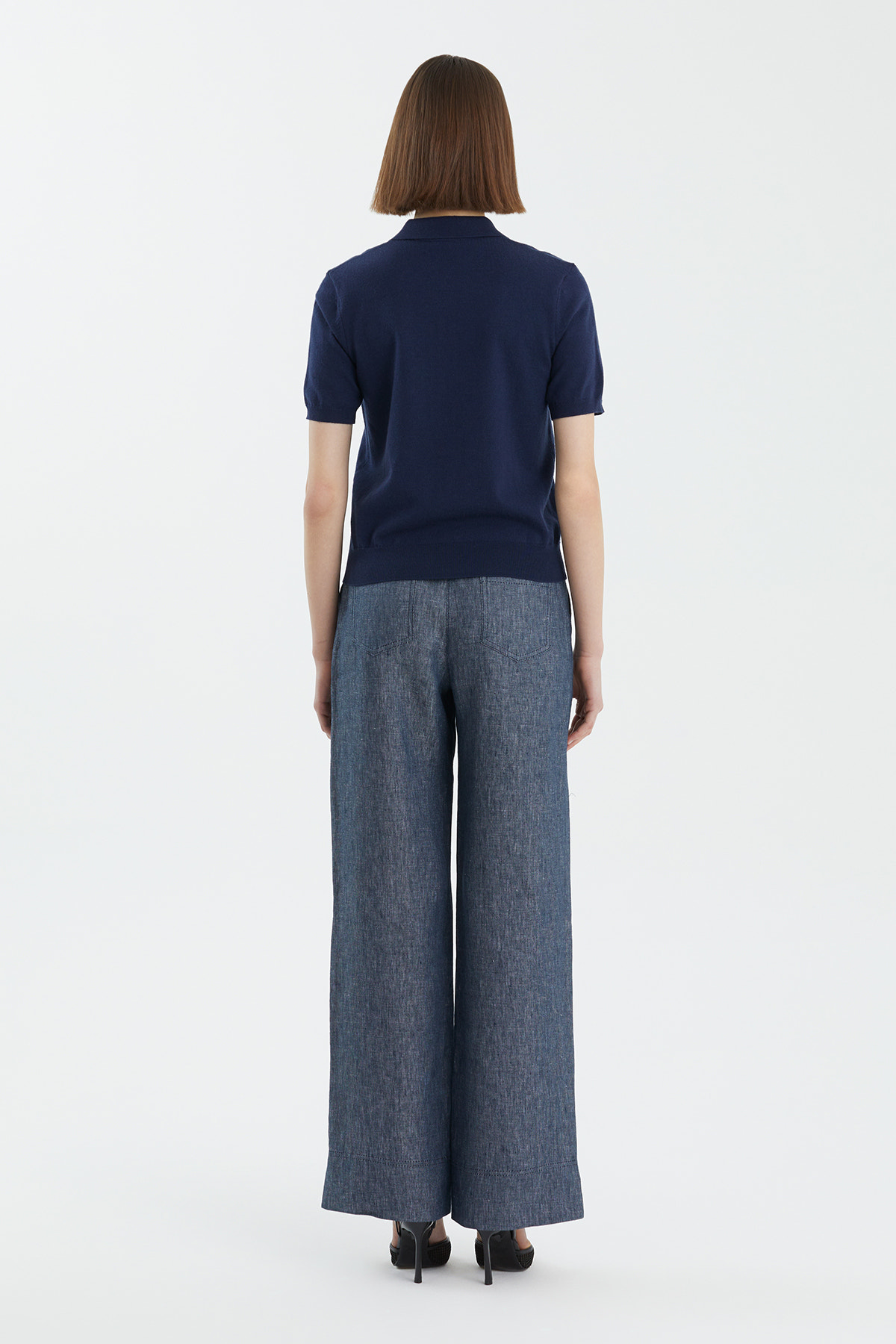 Polo Yaka %100 Yün Lacivert Triko