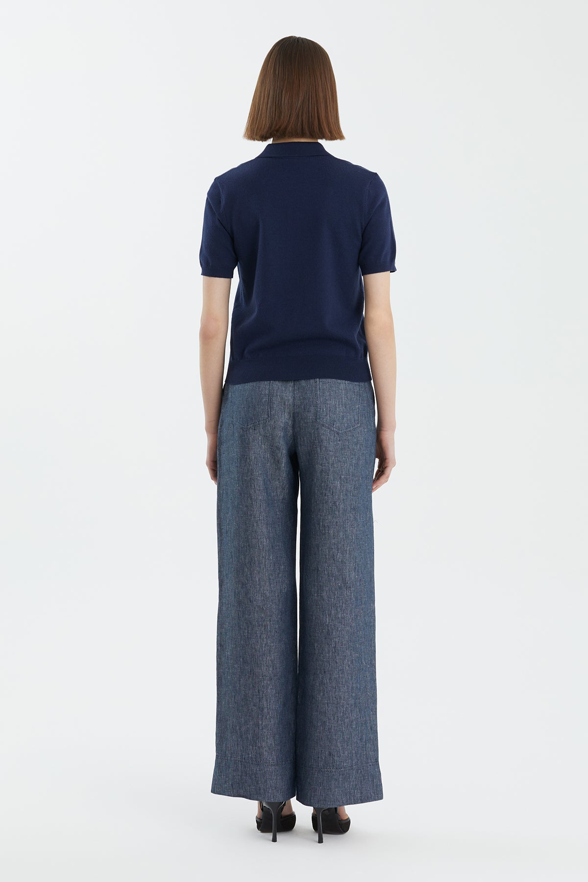 Polo Yaka %100 Yün Lacivert Triko