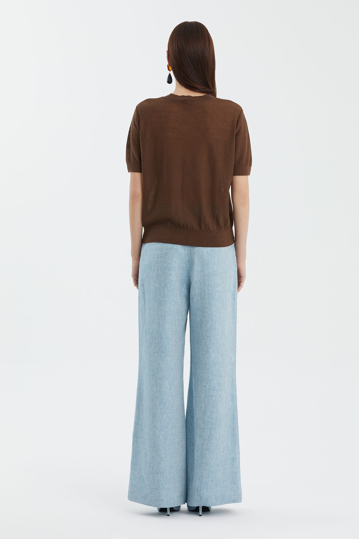 Yün Karışımlı Bisiklet Yaka Kahverengi Triko