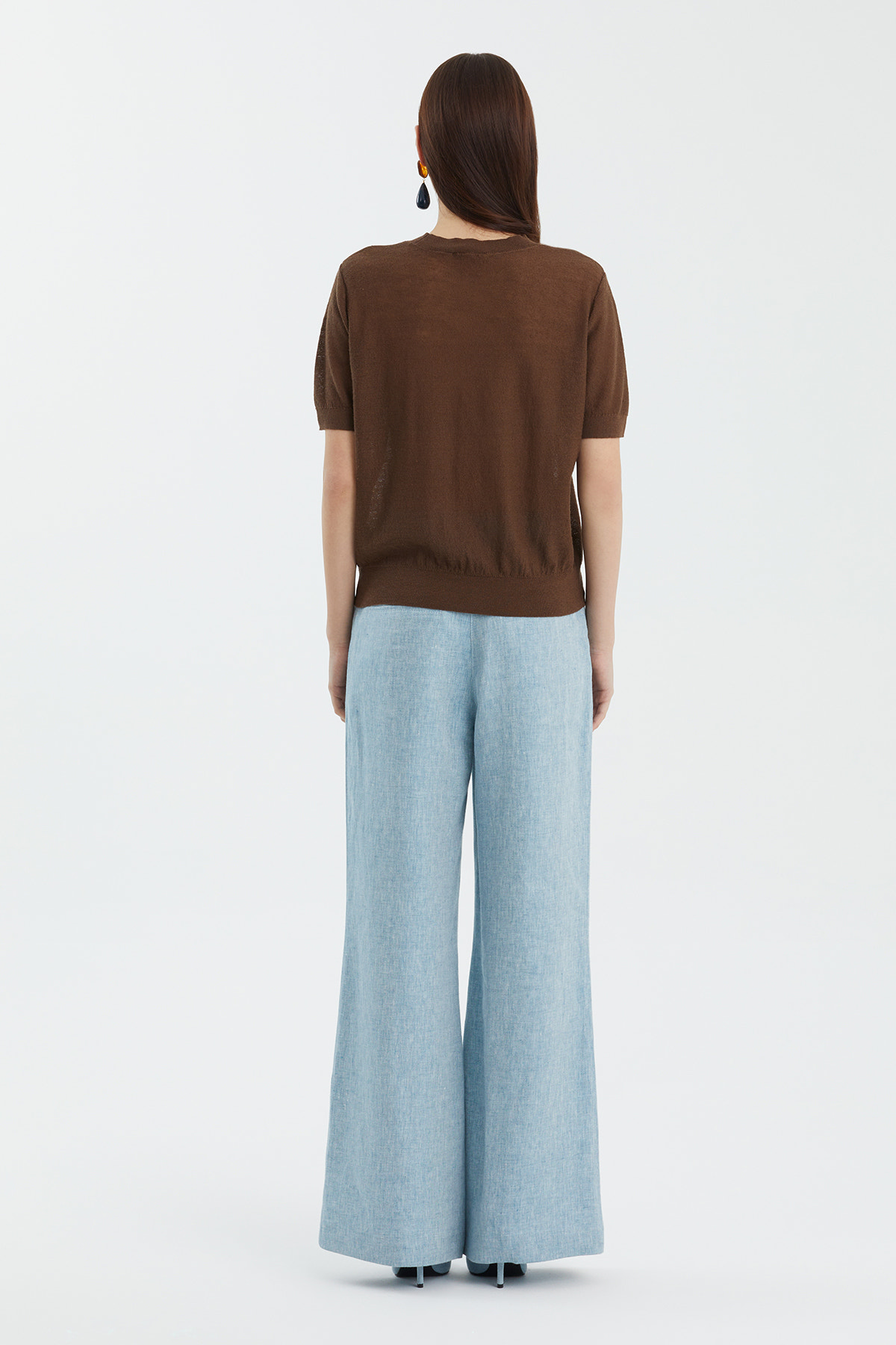 Yün Karışımlı Bisiklet Yaka Kahverengi Triko